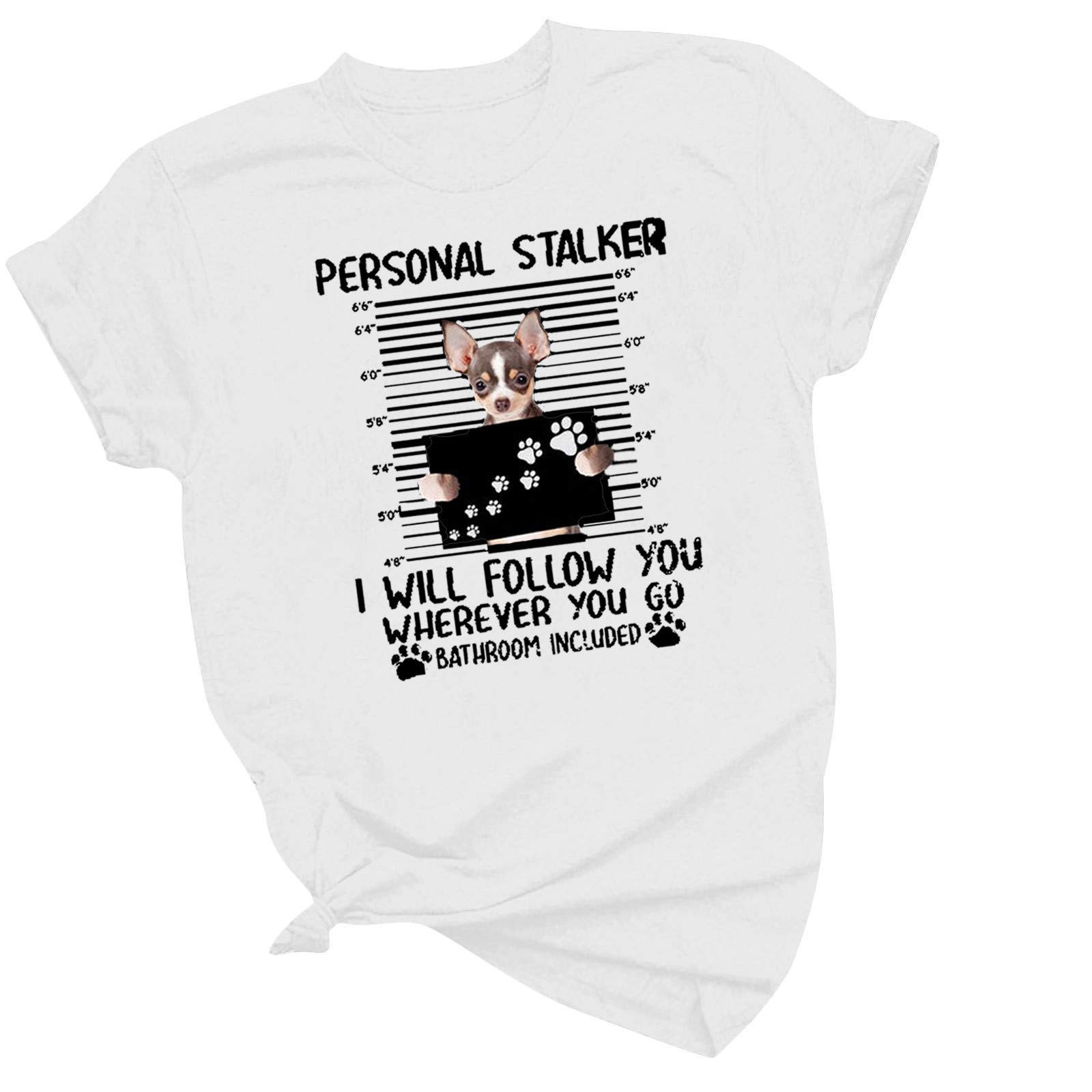 Women's Cute Dog Print Short Sleeve T-Shirt - Soft Cotton Summer Pullover Top for Casual Wear, Street Style & Pet Lover Outfits