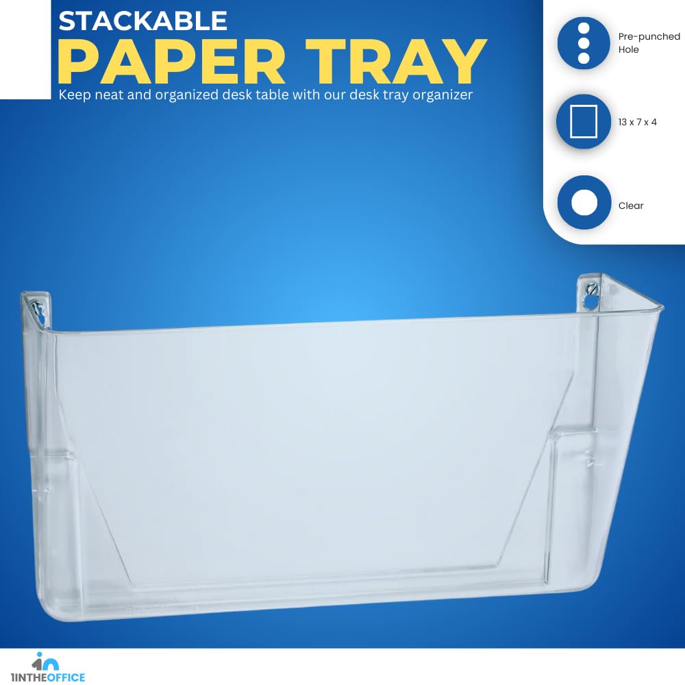 1InTheOffice Clear Plastic Wall File Holder - Letter Size, Expandable Single Pocket for Documents - Perfect for Home Office, Classroom & Office Organization