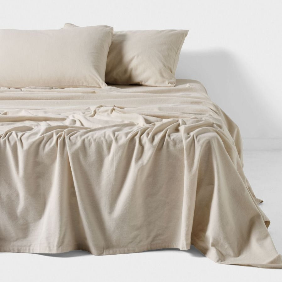 Flannelette Plain Dyed Taupe Sheet Set by LINEN HOUSE