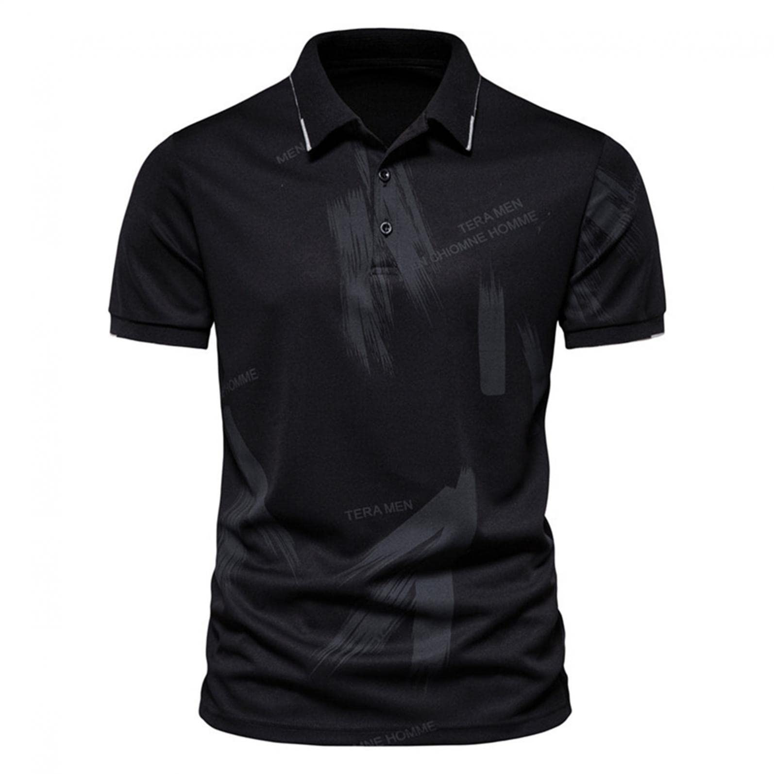 Men's Dry Fit Short Sleeve Lapel Collar Polo Shirts - Button Down Casual Tee for Golf, Work & Outdoor Activities