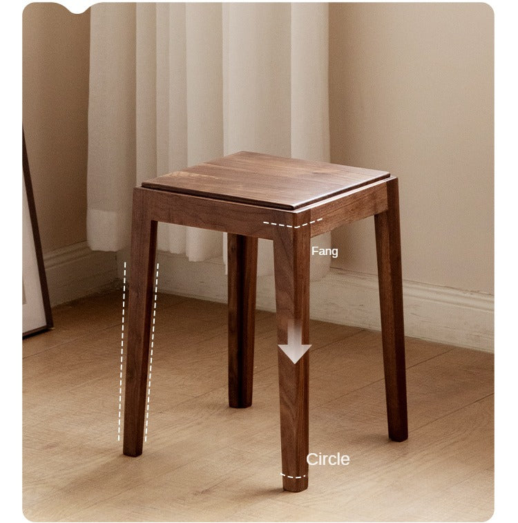 Premium Black Walnut Solid Wood Folding Stool - Modern Handcrafted Bar Stool for Kitchen Island, Dining Room & Home Decor | Space-Saving Design for Small Spaces