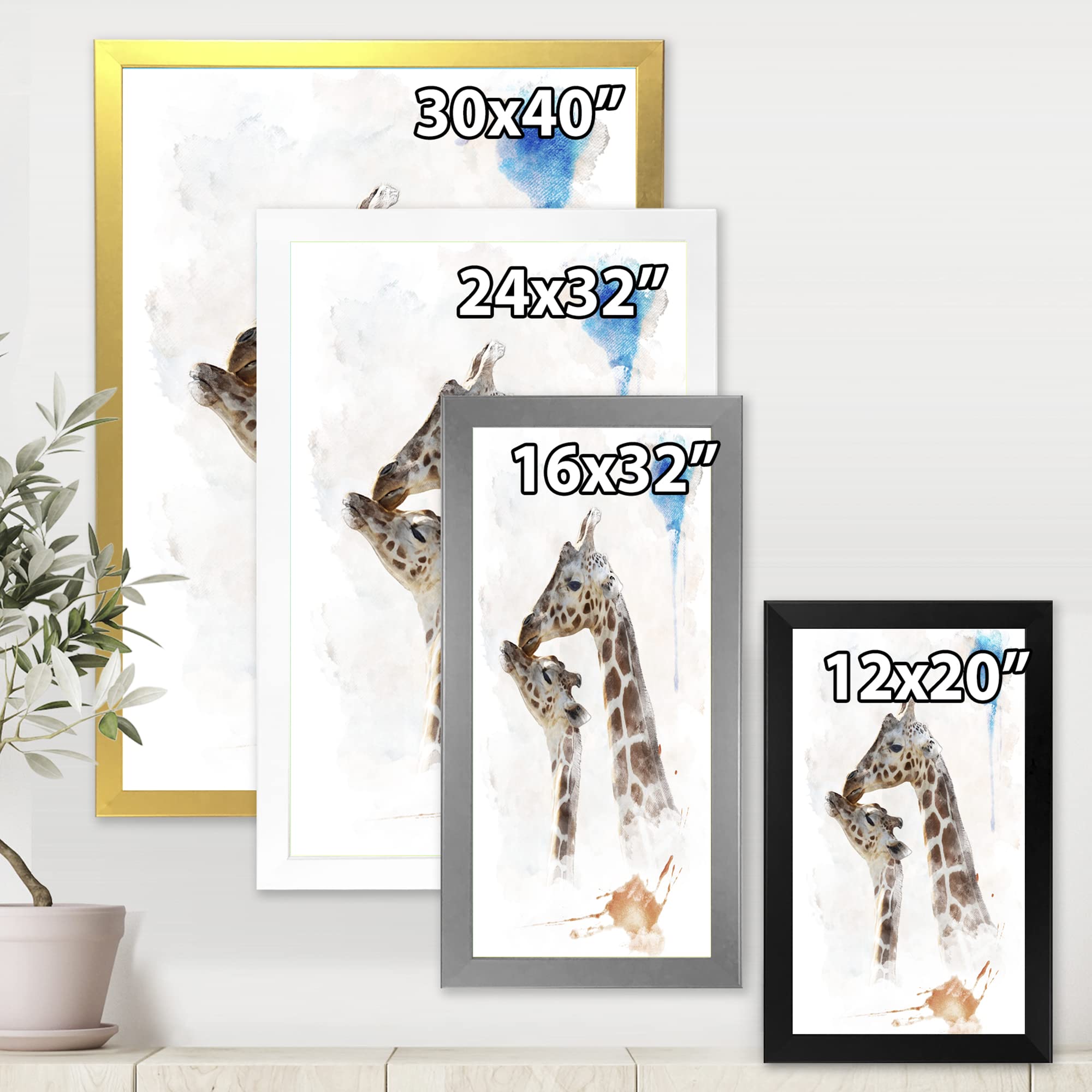 Farmhouse Framed Wall Art - Portrait of a Giraffe and Child - Nursery Decor, Kids Room Wall Decor, Living Room Artwork - Perfect for Home, Office & Gift Giving