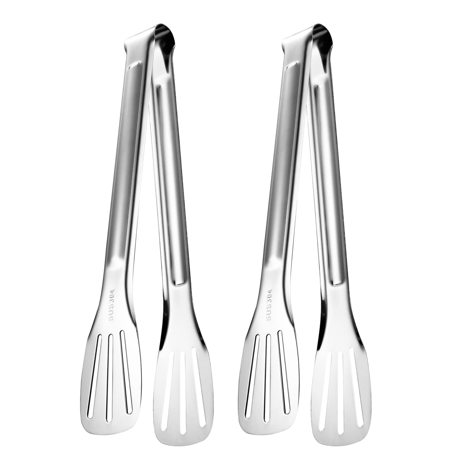 **2-Pack Stainless Steel 304 Kitchen Tongs - Heavy Duty BBQ, Buffet & Cooking Tongs for Grilling, Air Fryer, Toaster & Serving - Silver**    *(Perfect for BBQ Parties, Buffet Serving, Air Frying, Toasting & Everyday Kitchen Use)*