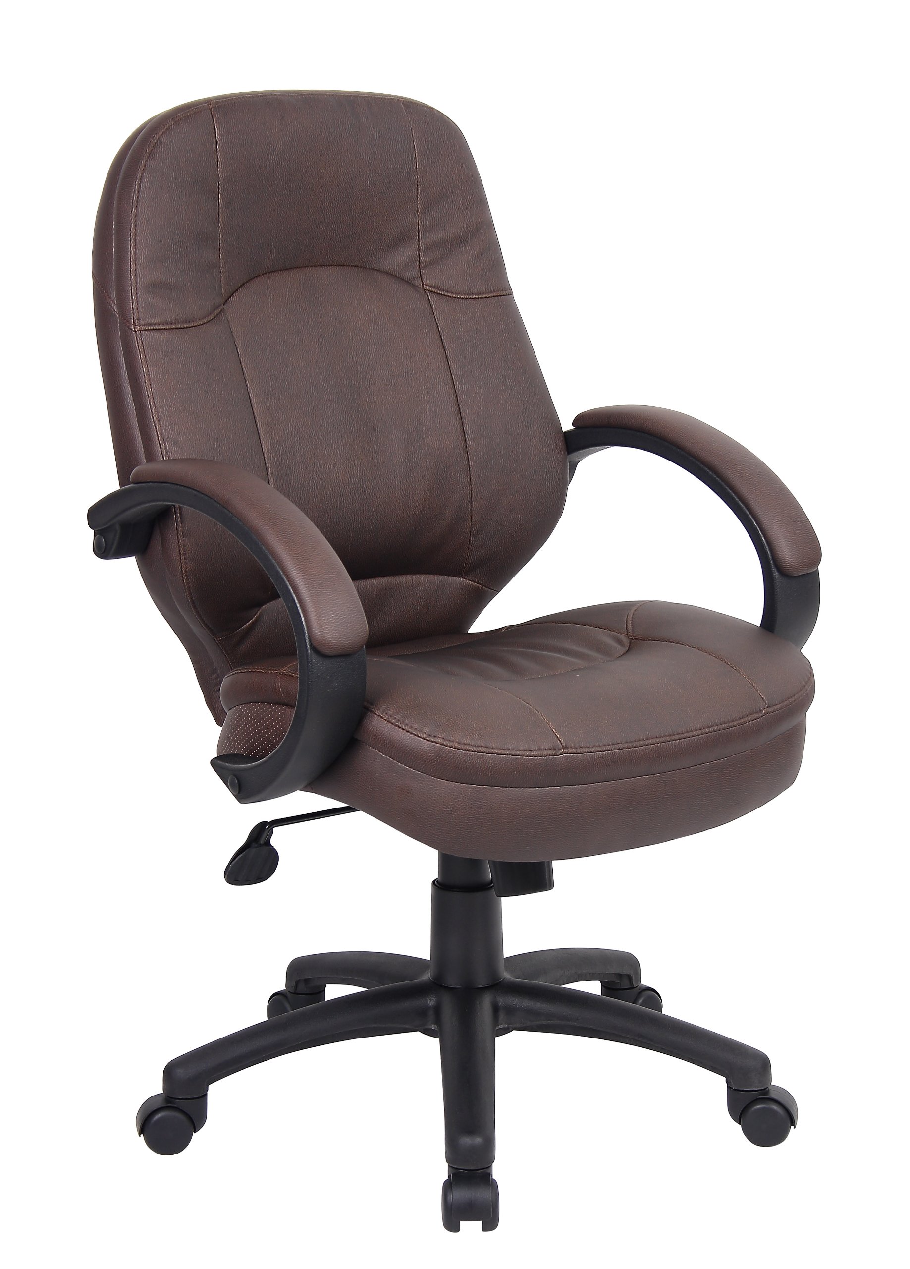 Premium LeatherPlus Executive Office Chair in Bomber Brown - Ergonomic High Back Desk Chair for Home & Business Workspaces