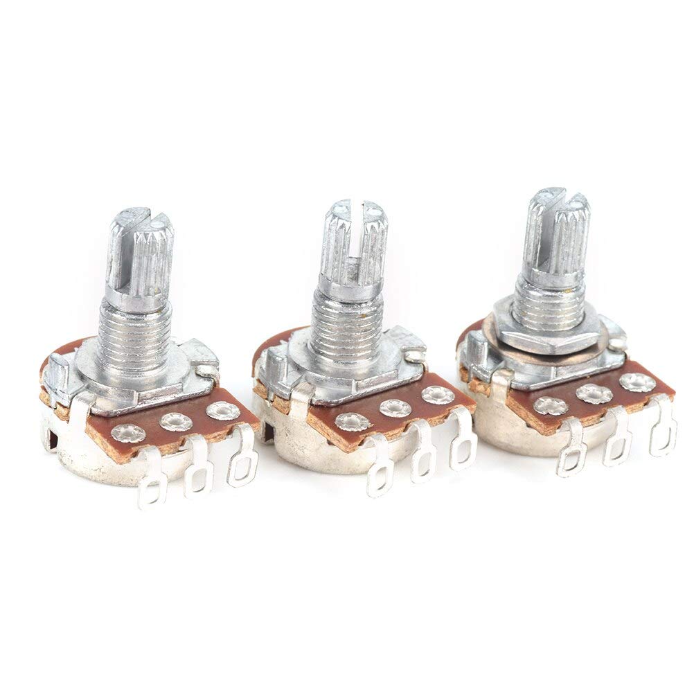 3-Piece Chrome Guitar Switch Knob A250K Potentiometer - Split Shaft Audio Tone Control for Electric Guitars | Perfect for DIY Guitar Repair & Customization