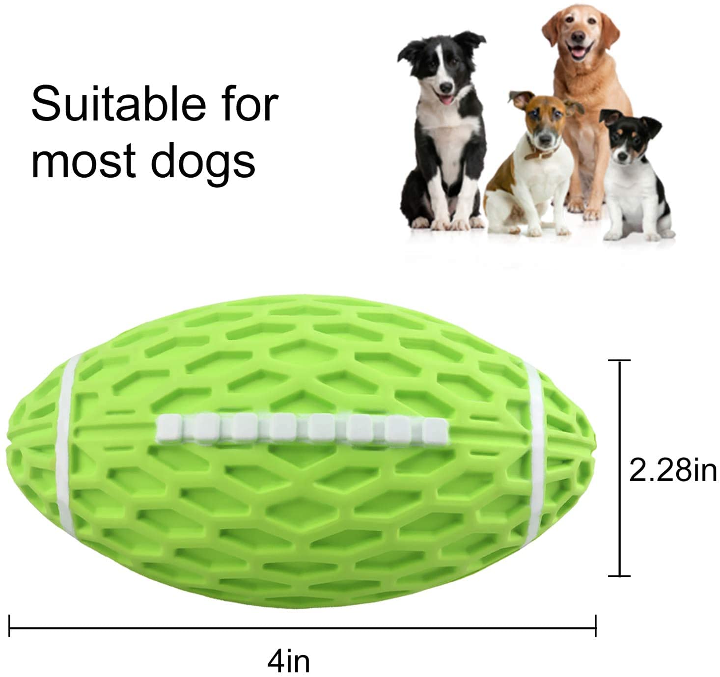 Durable Non-Toxic Squeaky Dog Ball - Interactive Chew Toy for Teeth Cleaning & IQ Training | Bite-Resistant Rubber Ball for Small & Large Dogs | Perfect for Fetch, Training & Playtime (Green)