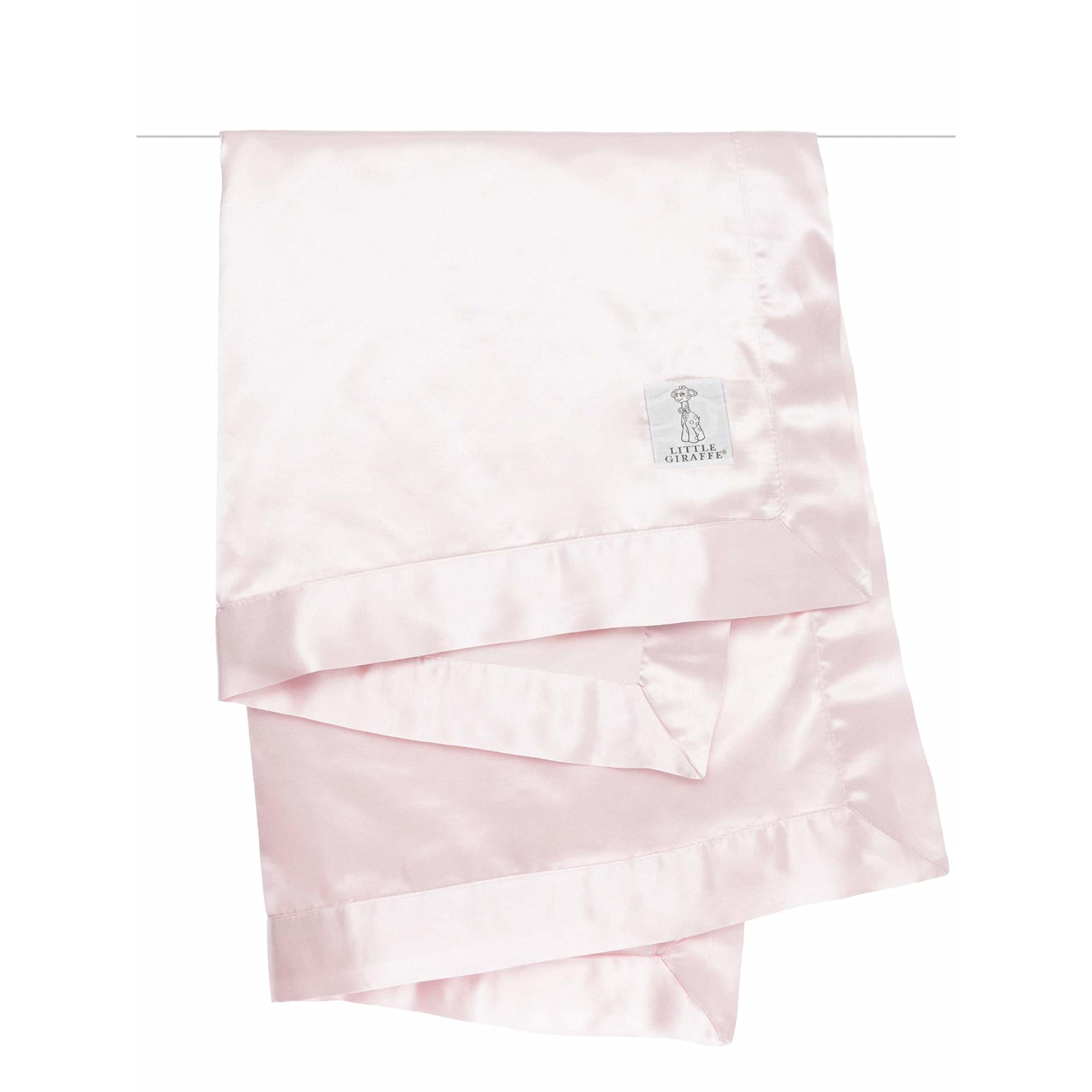 Little Giraffe Baby Blanket - Ultra Soft Velvet Blanket with Luxurious Satin Trim - Perfect for Strollers, Swaddling & Nursery - Newborn Essentials & Baby Shower Gift - 29x35 Inches - Pink