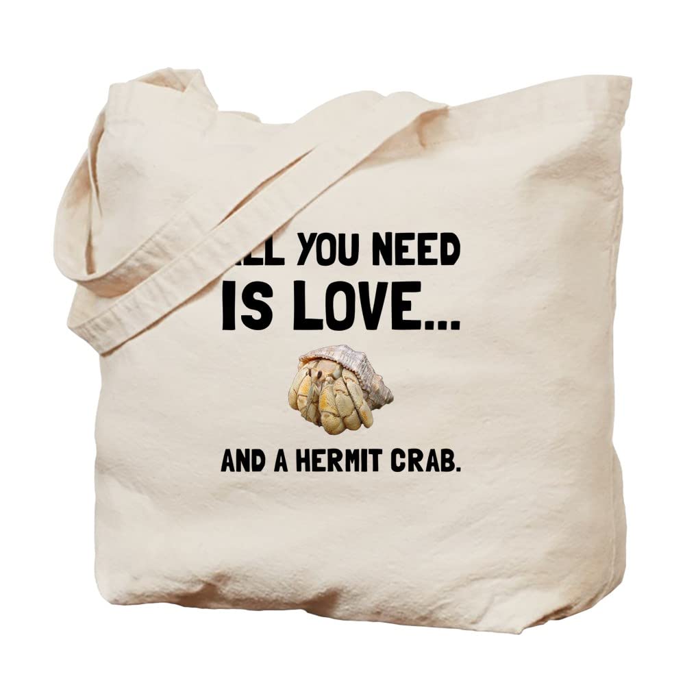 Love And A Hermit Crab Canvas Tote Bag - Eco-Friendly Reusable Shopping Bag for Groceries, Beach & Daily Use | Natural Cotton Tote with Unique Design