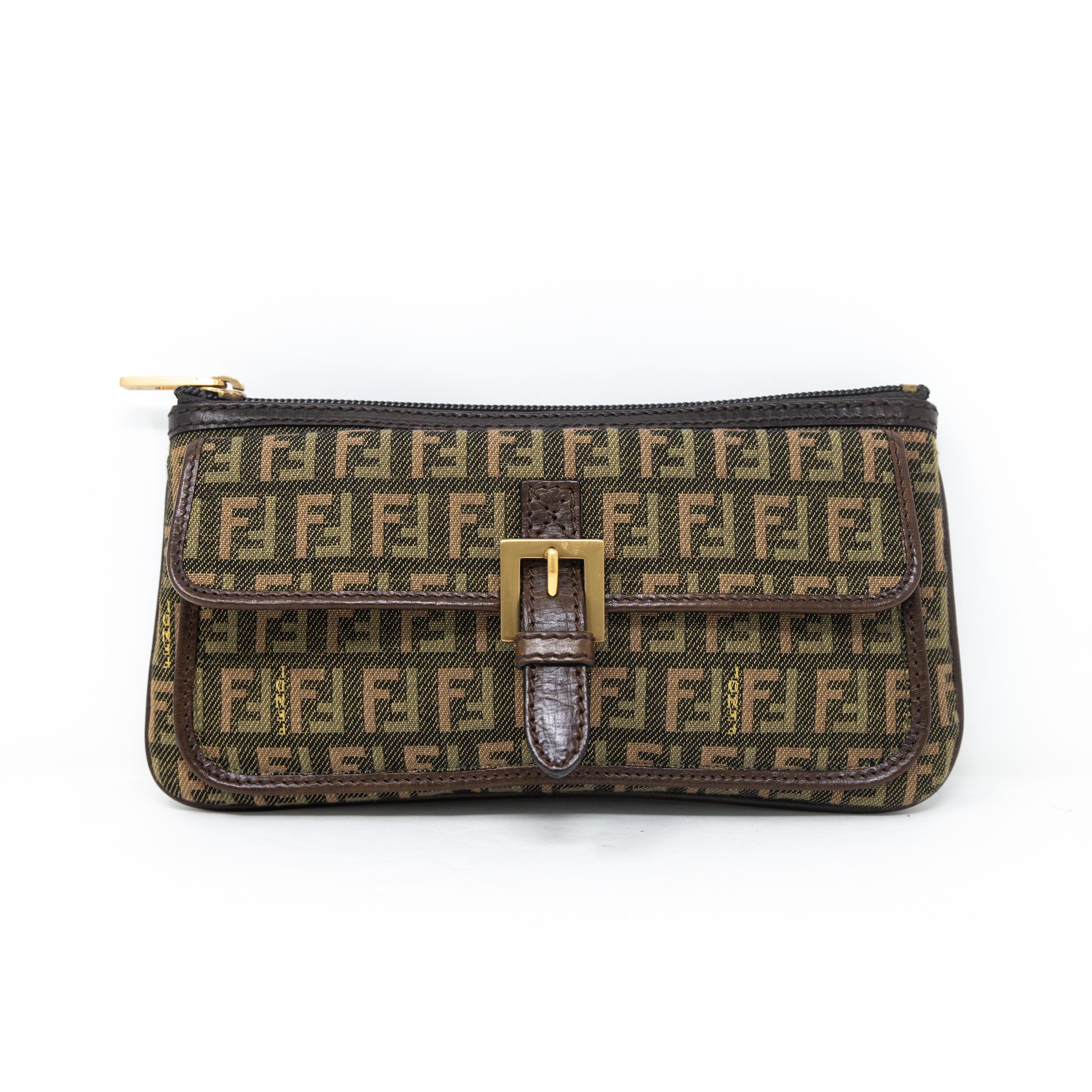 Fendi Zucchino Pouch - Luxury Crossbody Bag for Women | Fashionable Shoulder Bag with Adjustable Strap | Perfect for Parties, Travel & Everyday Use