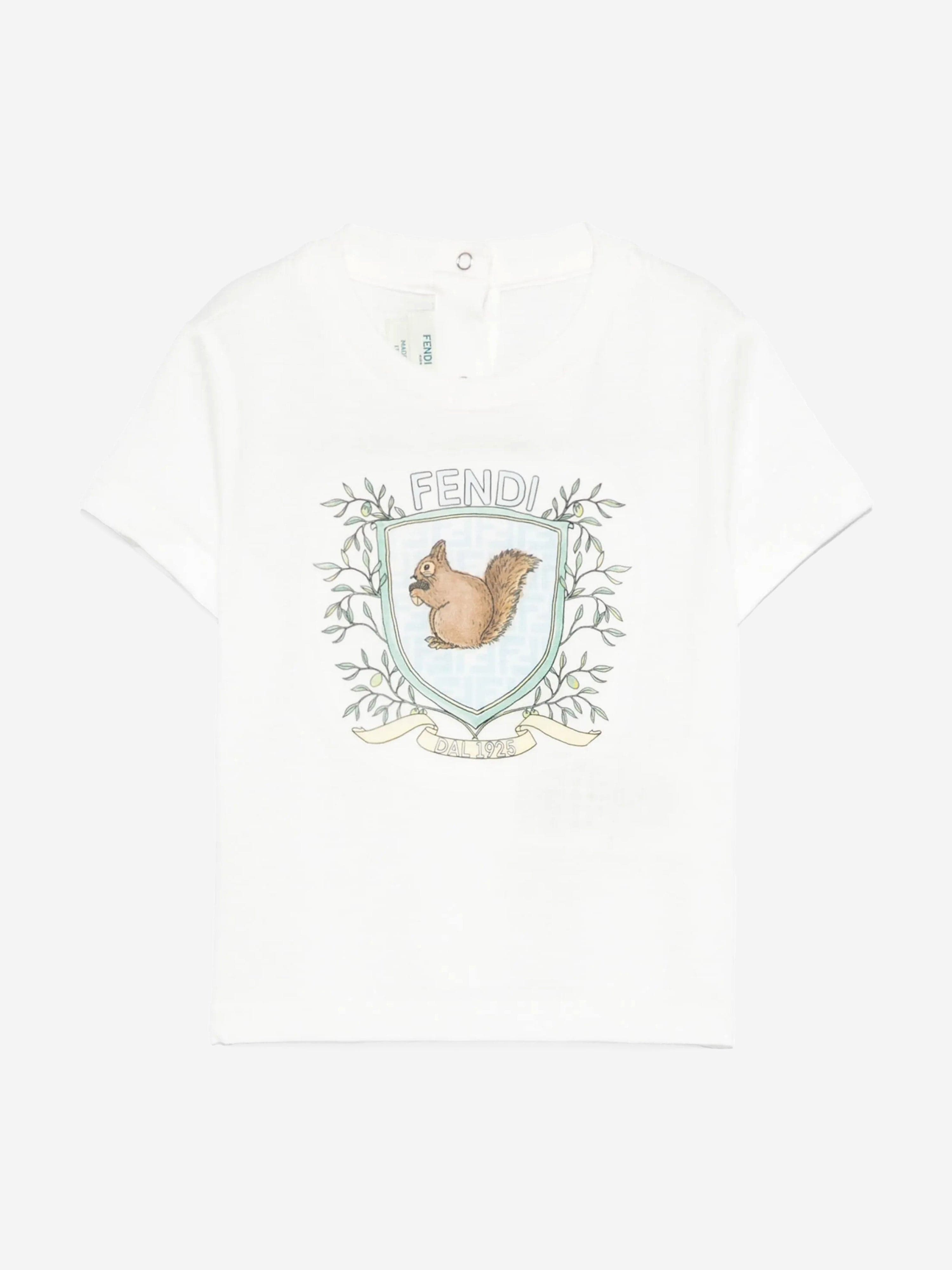 Adorable Baby Boys Squirrel Graphic T-Shirt - Soft Cotton White Tee for Infants & Toddlers | Perfect for Playdates, Family Outings & Photo Shoots