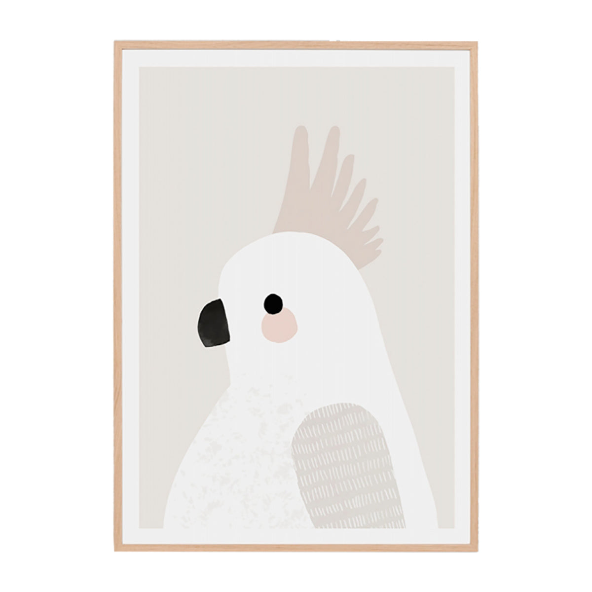 Friendly Cockatoo Neutral Print T-Shirt - Soft & Comfortable Cotton Tee for Bird Lovers, Casual Wear & Animal Themed Outfits