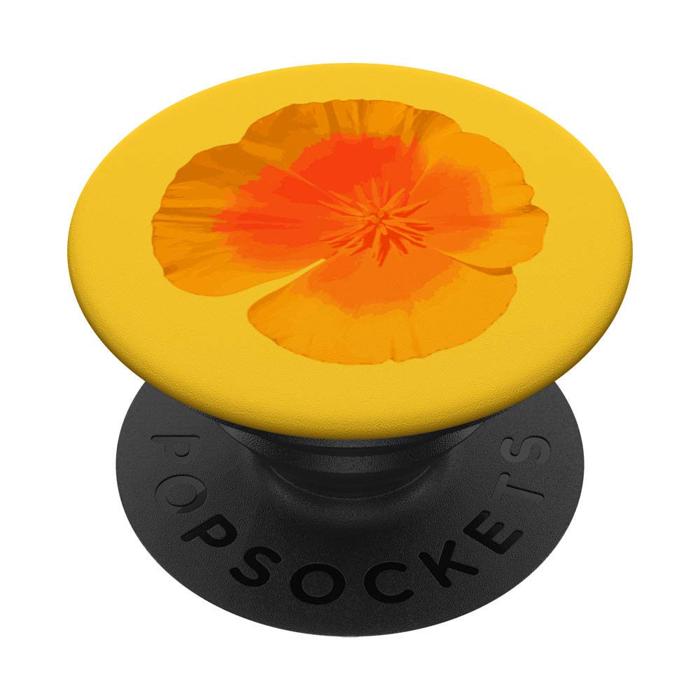 California Poppy Print PopSockets PopGrip - Swappable Phone Grip for iPhone, Samsung & Tablets | Perfect for Everyday Use, Travel & Photography