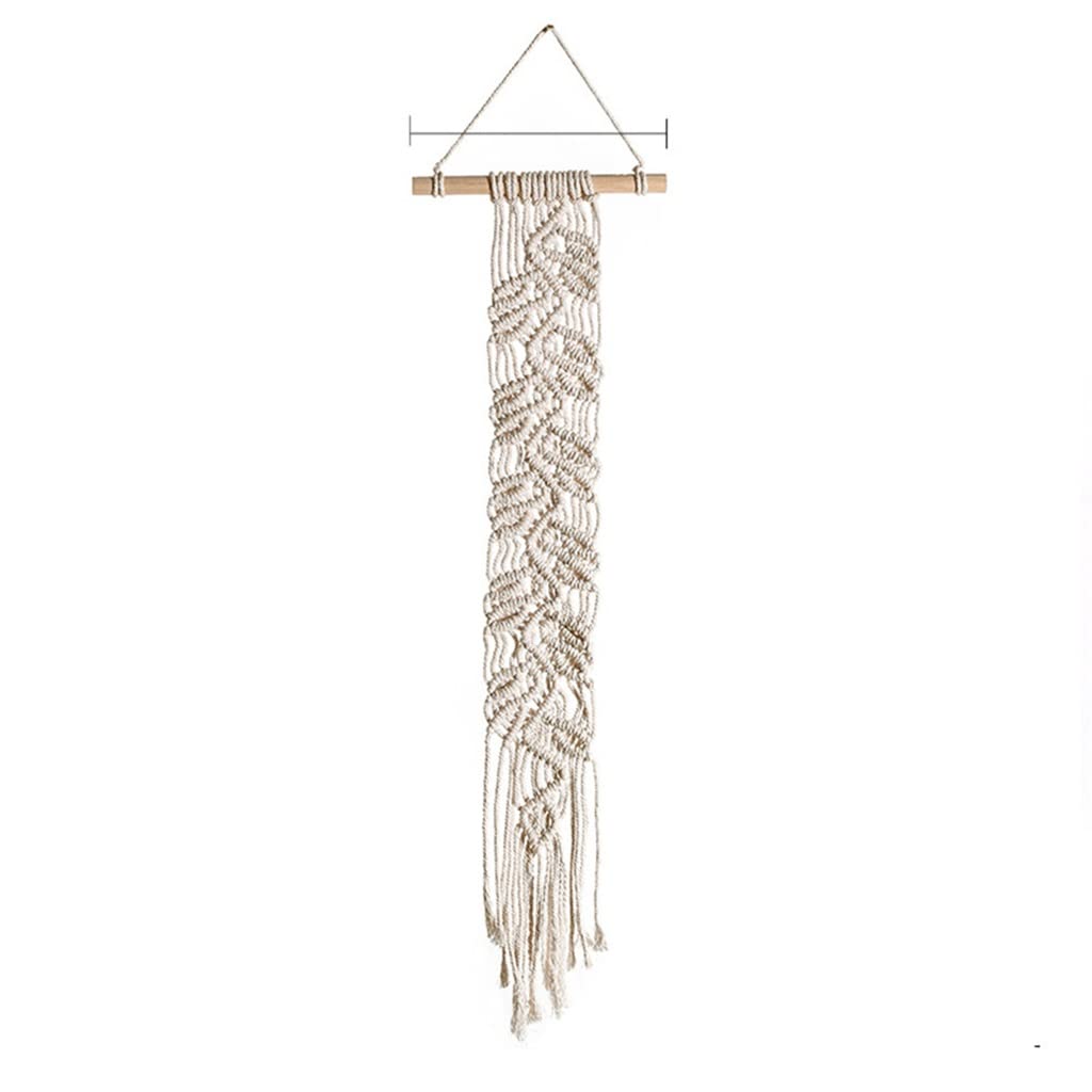 Nordic Macrame Hand Woven Tapestry Wall Hanging - Boho Home Decor, Geometric Art for Living Room, Bedroom, Nursery - 72cm Beige Woven Backdrop for Wedding, Photo Shoot & Cozy Interior Design