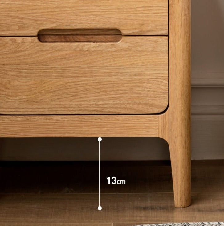 Solid Oak Wood Nightstand - Sturdy Bedside Table with Drawer for Bedroom, Living Room, or Guest Room - Perfect for Storage and Decor