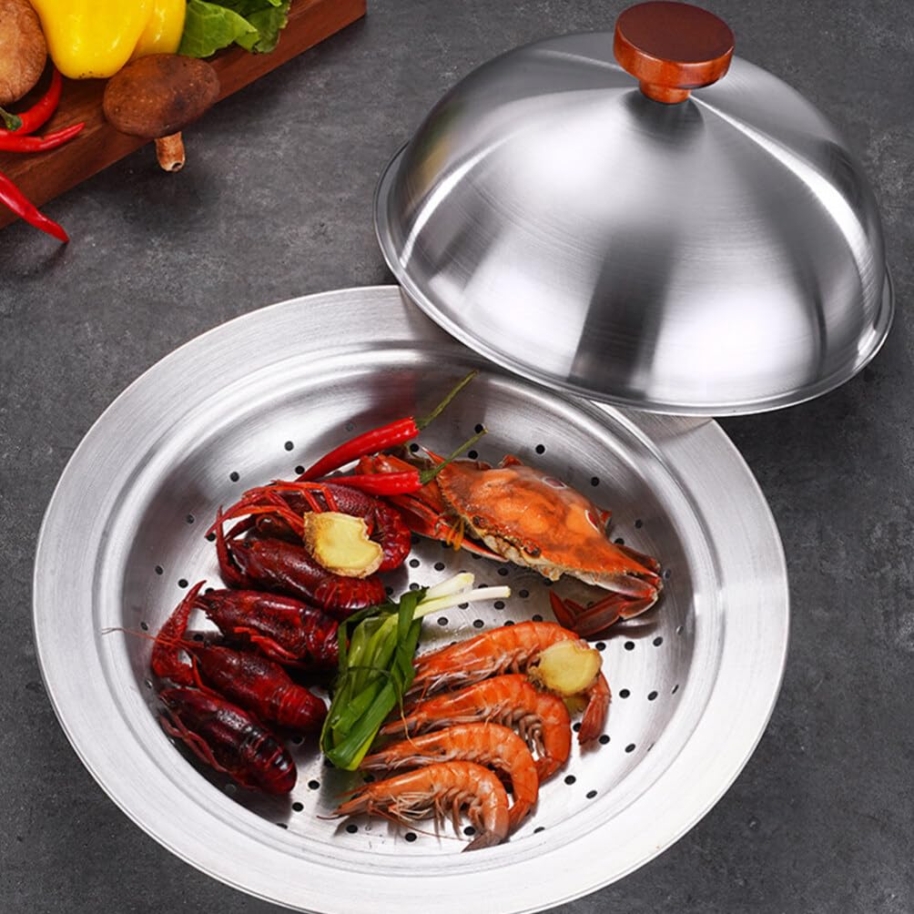 Premium Stainless Steel Asian Food Steamer with Melting Dome - Round Basting Cover for Dumplings, Vegetables & More - Perfect for Home Cooking & Traditional Asian Cuisine