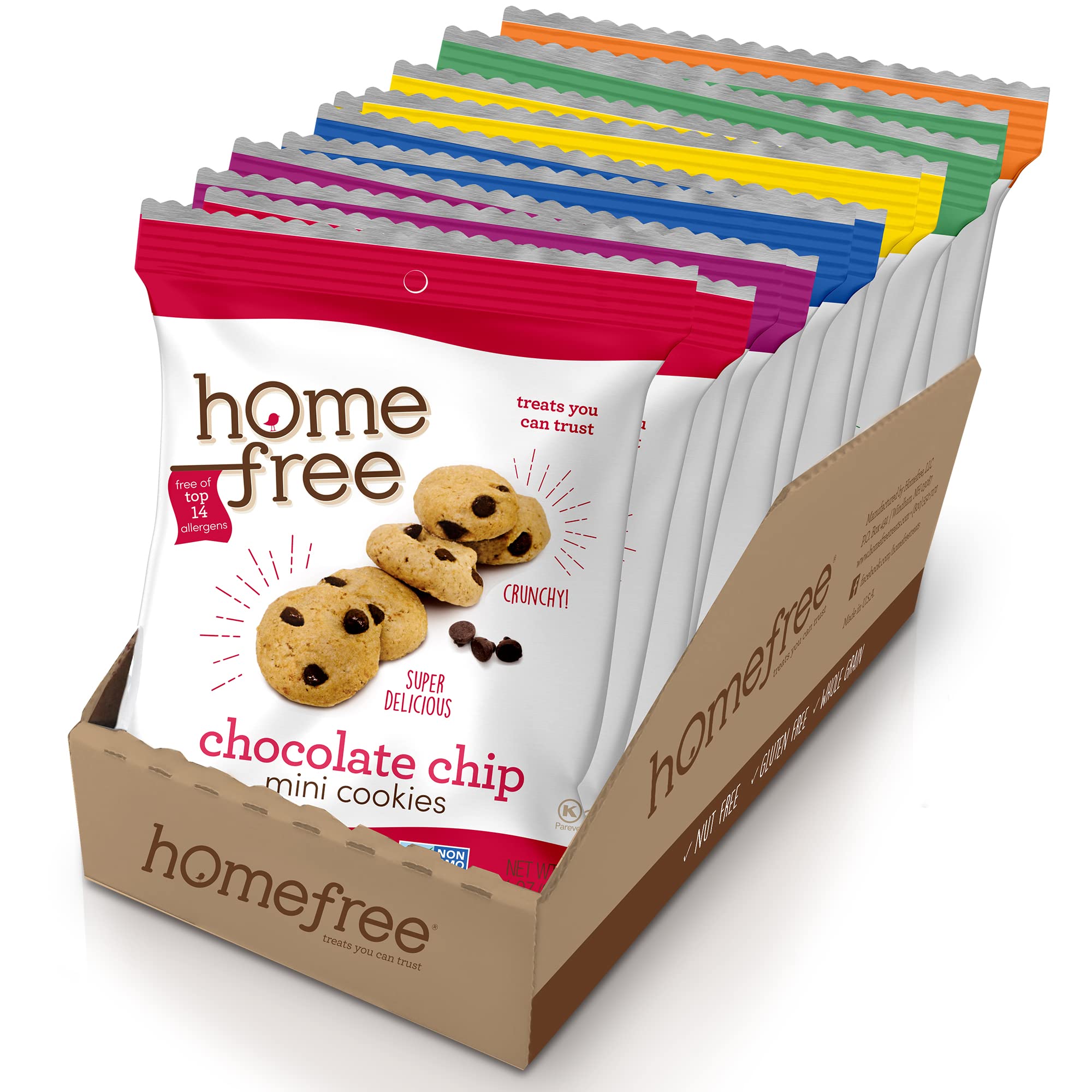 Homefree Mini Cookies Variety Pack - Gluten Free, Nut Free, Vegan Snacks - Allergy Friendly, School Safe Cookies (Pack of 10) - Perfect for Lunchboxes, Travel & On-the-Go Snacking