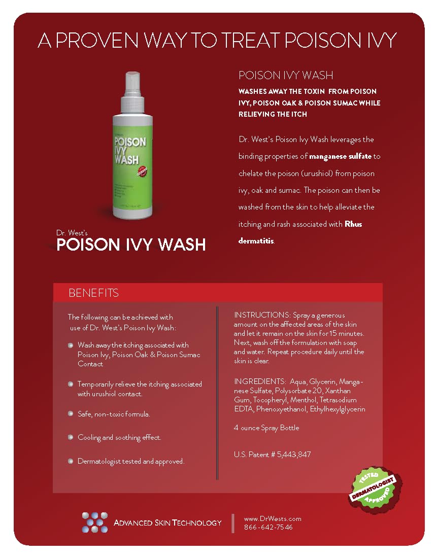 Dr. West's Poison Ivy Wash - 4oz Soothing Spray for Poison Ivy, Oak & Sumac Relief | Fast Itch Relief & Skin Protection for Outdoor Activities, Hiking & Gardening