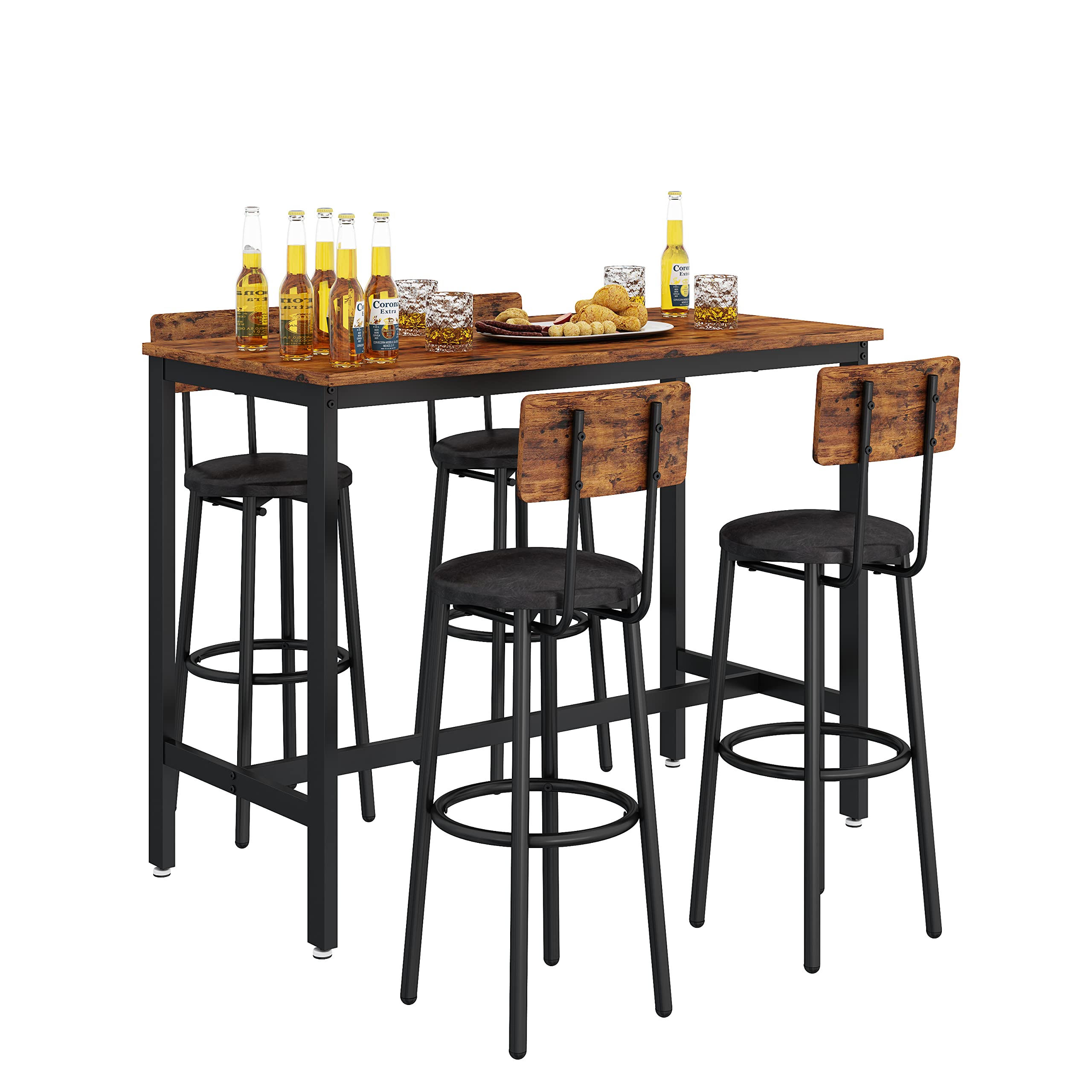 5-Piece Dining Table Set for 4 - Modern Kitchen Table & Chairs with Metal Frame & Wooden Top - Perfect for Small Space Dining Rooms, Breakfast Nooks & Home Kitchens - Includes 4 Chairs & 1 Bar Table (5 PCs) - Ideal for Family Meals, Entertaining Guests & Daily Use
