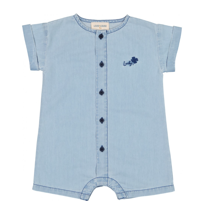 Louis Louise Honolulu Baby Overalls - Soft Denim Jumpsuit for Boys & Girls (6 Months to 2 Years) | Perfect for Playdates, Daycare & Family Outings