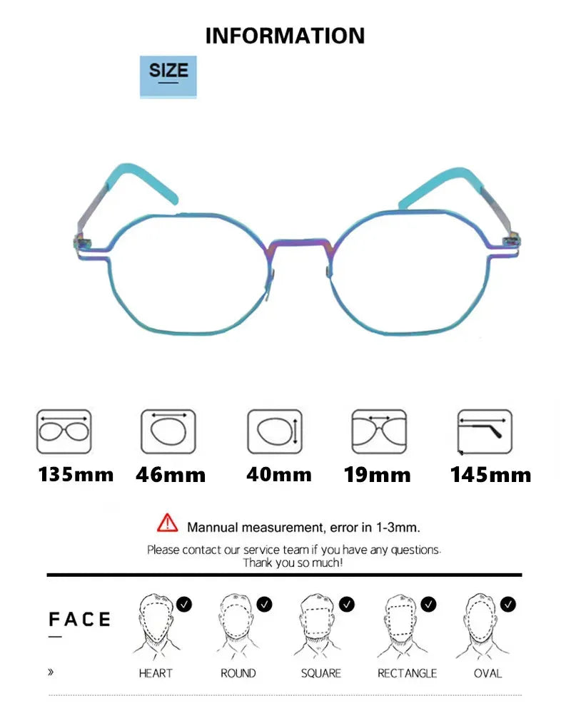 Aimee Women's Full Rim Polygon Oval Screwless Steel Eyeglasses Frame 13546 - Trendy Geometric Glasses for Work, Reading & Fashion Accessories