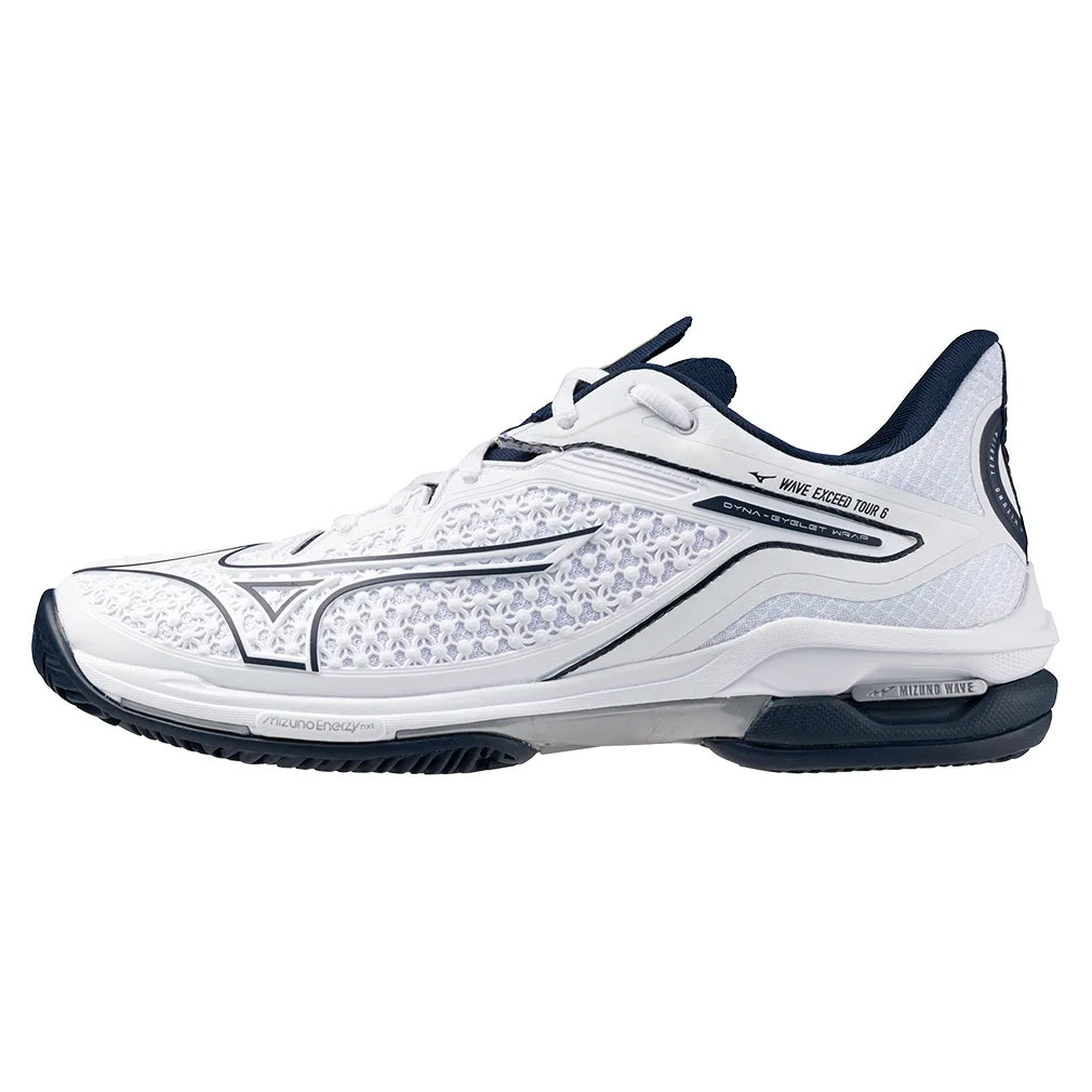 Men's Wave Exceed Tour 6 Clay Tennis Shoes - White & Dress Blue | Lightweight Performance Court Shoes for Clay & Hard Court Play