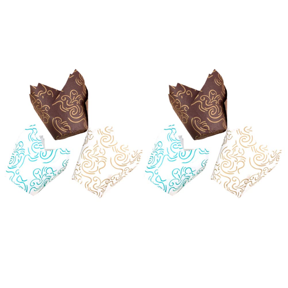 Operitacx 150pcs Tulip-Shaped Paper Baking Cups - Rustic Cupcake Liners for Muffins & Cupcakes - Perfect for Wedding, Birthday Party & Home Decoration - Eco-Friendly Baking Supplies for Bakers & Home Chefs