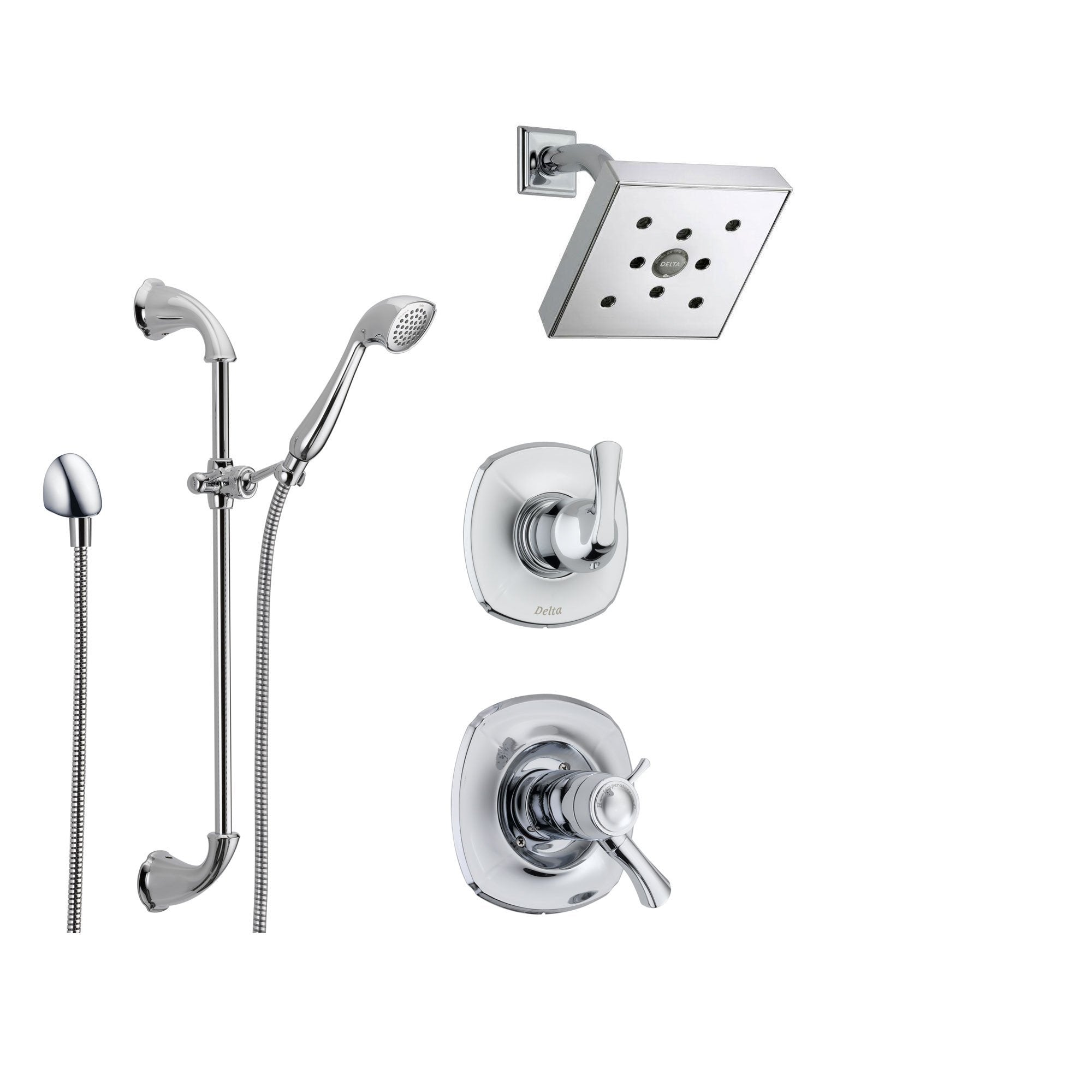 Delta Addison Chrome Thermostatic Shower System - 3-Function Diverter, Modern Square Showerhead & Handheld Spray - SS17T9284 | Perfect for Luxury Bathroom Renovations & Spa-Like Shower Experience