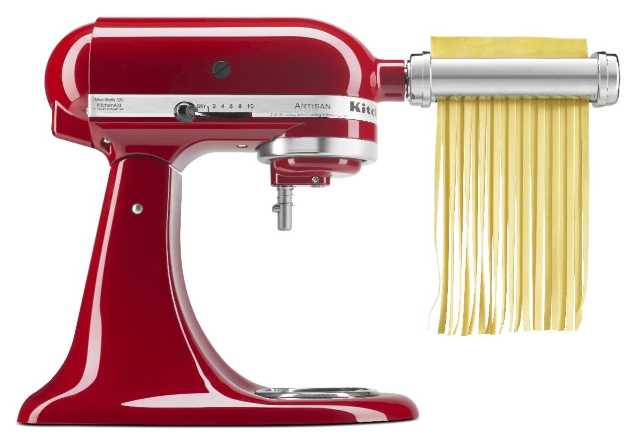 KitchenAid KSMPRA 3-Piece Stainless Steel Pasta Roller & Cutter Set - Stand Mixer Attachment for Homemade Pasta, Lasagna & Ravioli - Perfect for Italian Cooking & Baking Enthusiasts