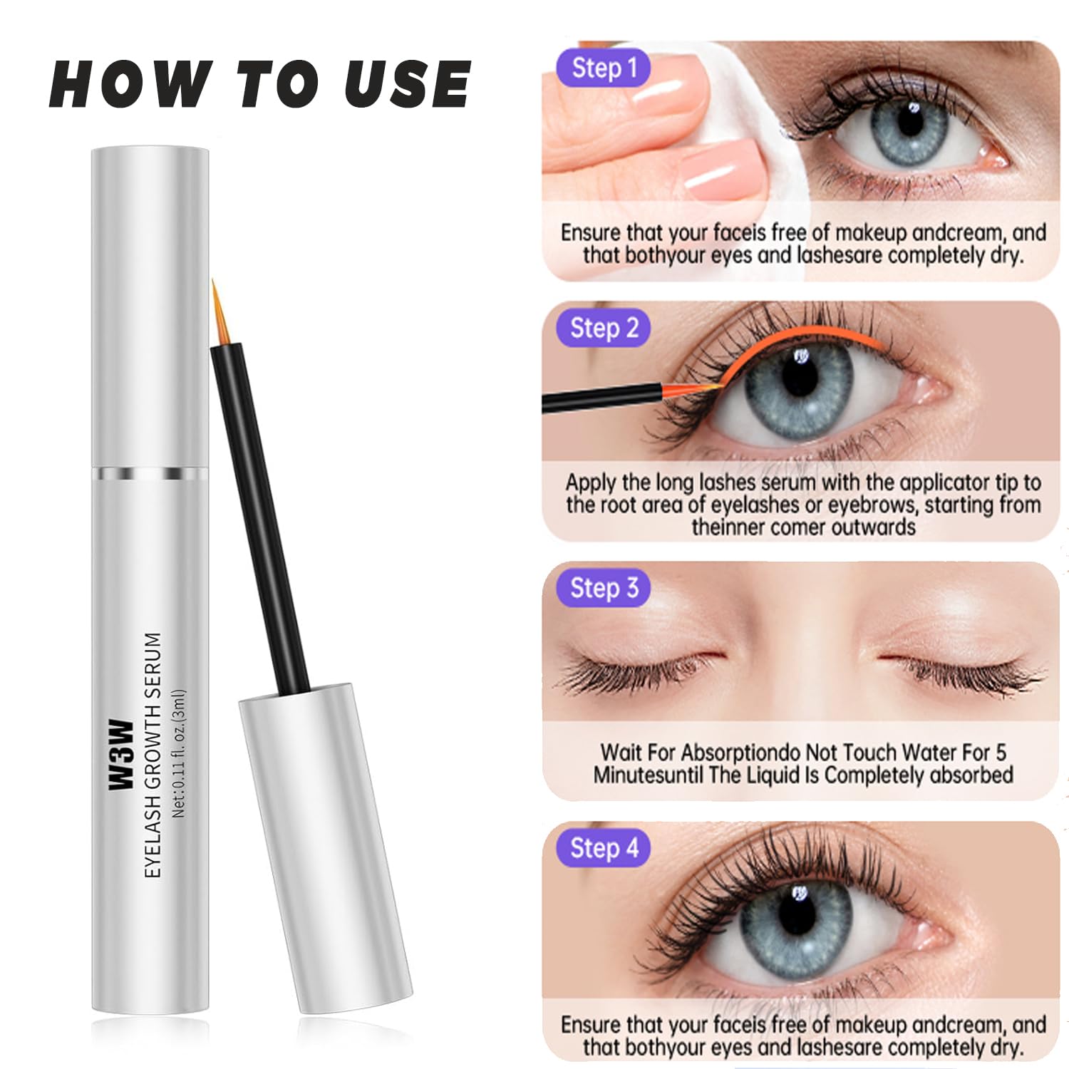 HOUSN Eyelash Growth Serum for Longer & Fuller Lashes - Natural & Professional Lash Enhancer Serum - Perfect for Daily Use, Special Occasions & Enhancing Natural Beauty
