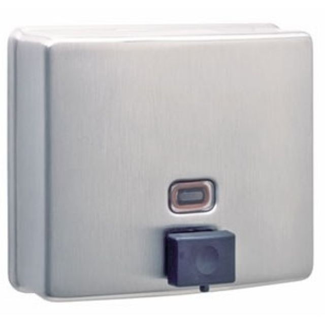 Bobrick B4112 ConturaSeries 40 oz. Liquid Soap Dispenser - Surface Mounted Satin Finish for Commercial Restrooms & Public Washrooms