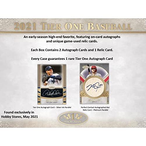 2021 Topps Tier One MLB Baseball HOBBY Box - 3 Cards per Box | Authentic Baseball Trading Cards for Collectors & Investors | Perfect for Sports Memorabilia Collections & Gift Giving