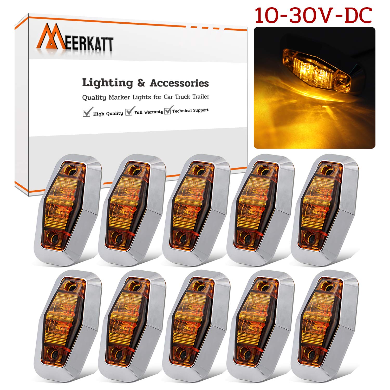 10-Pack 2.5 Inch Mini Amber Sealed Side Marker Bulbs - Waterproof 10-30V DC Clearance Lights for Trucks, Buses, Boats, Trailers & Lorries | Perfect for Night Driving, Road Safety & Vehicle Visibility
