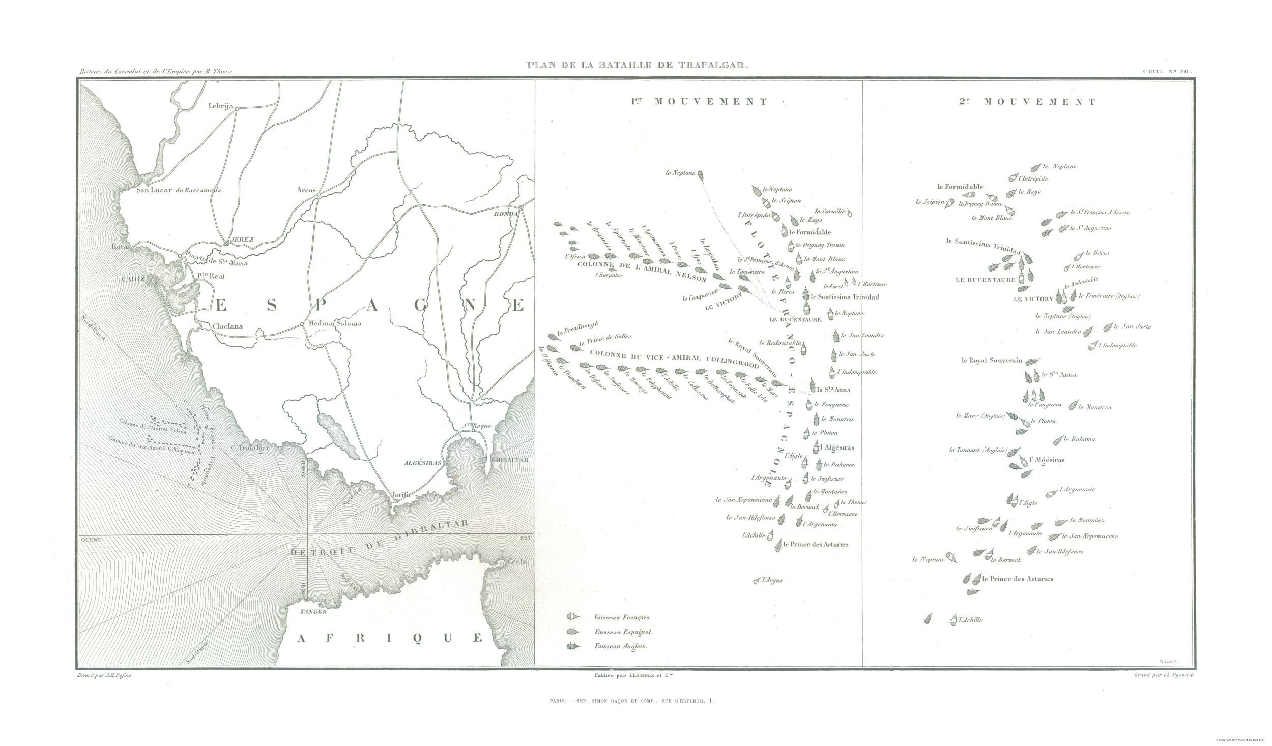 Vintage 1866 Thiers Trafalgar Battlefield Plan Map - 23 x 39 Inch Matte Canvas - Historical War Decor & Gift for History Buffs - Perfect for Home, Office & Classroom Displays