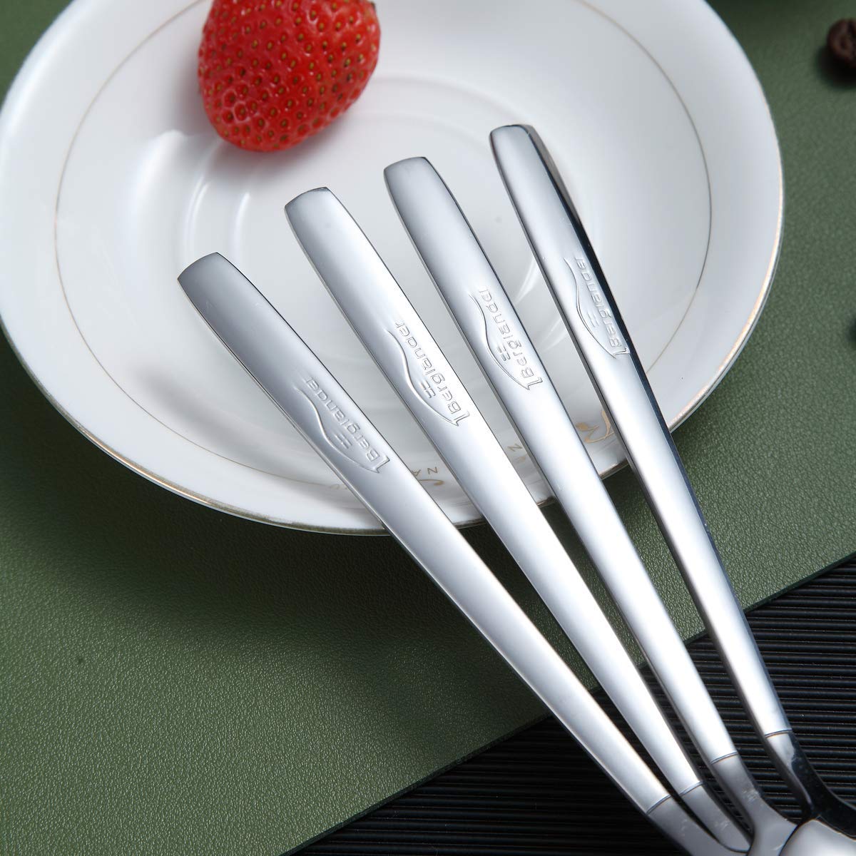 6-Piece Berglander Stainless Steel Dinner Spoon Set - Modern Shiny Soup & Table Spoons, Dishwasher Safe - Perfect for Restaurants, Home Dining & Gifts