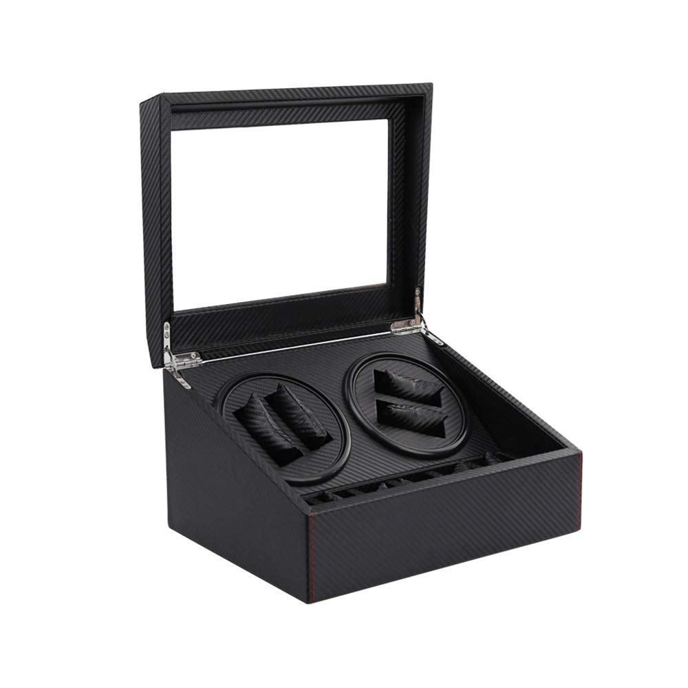 Premium Automatic Single Watch Winder - Wood & Carbon Fiber Leather Case with Ultra Quiet Motor for Men & Women | Luxury Watch Storage & Display Box for Home, Office, or Travel