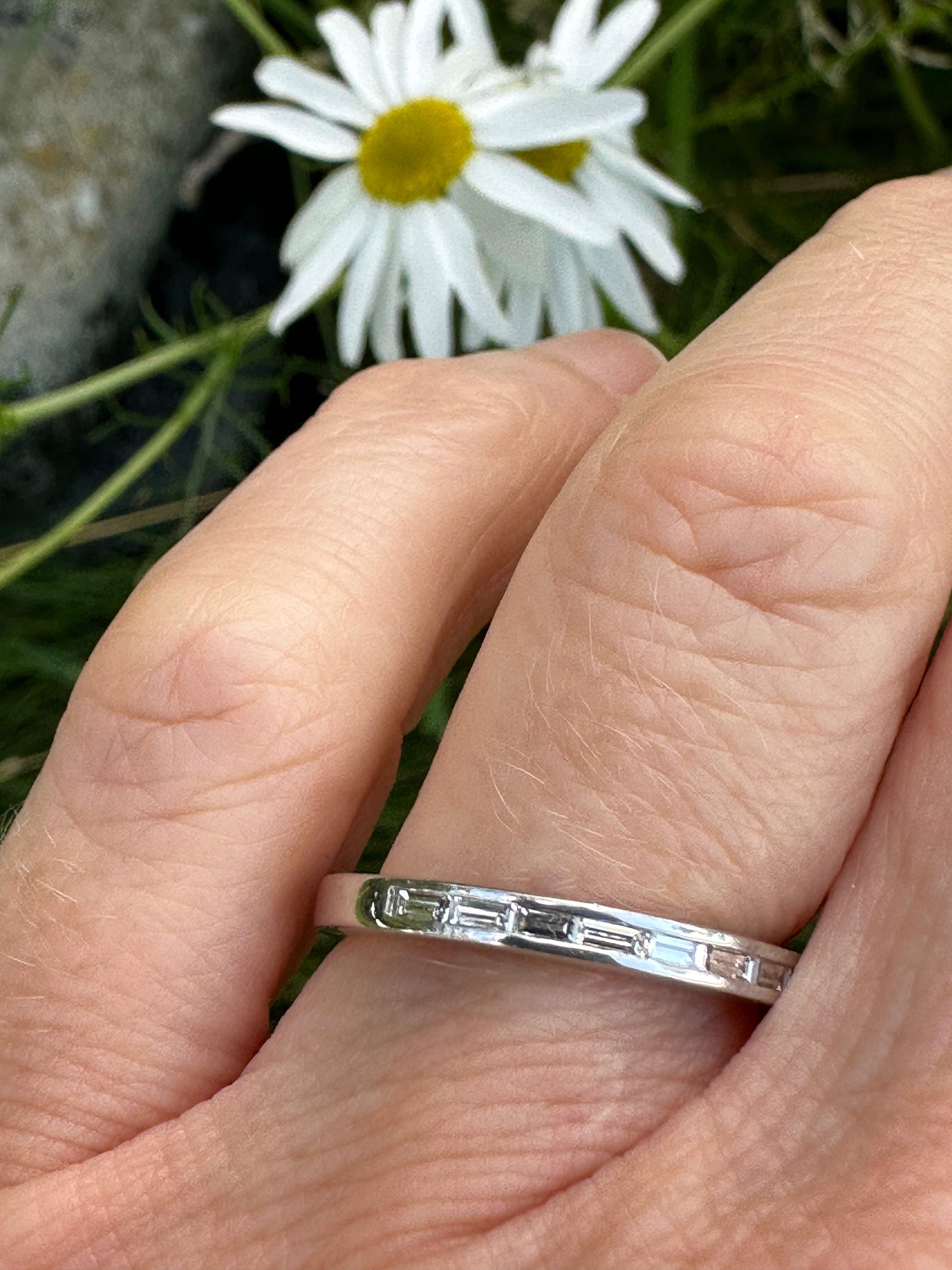 Platinum Baguette Cut TWVS 0.33ct Diamond Half Eternity Ring for Women - Elegant Wedding Band, Anniversary Gift, Bridal Jewelry for Special Occasions