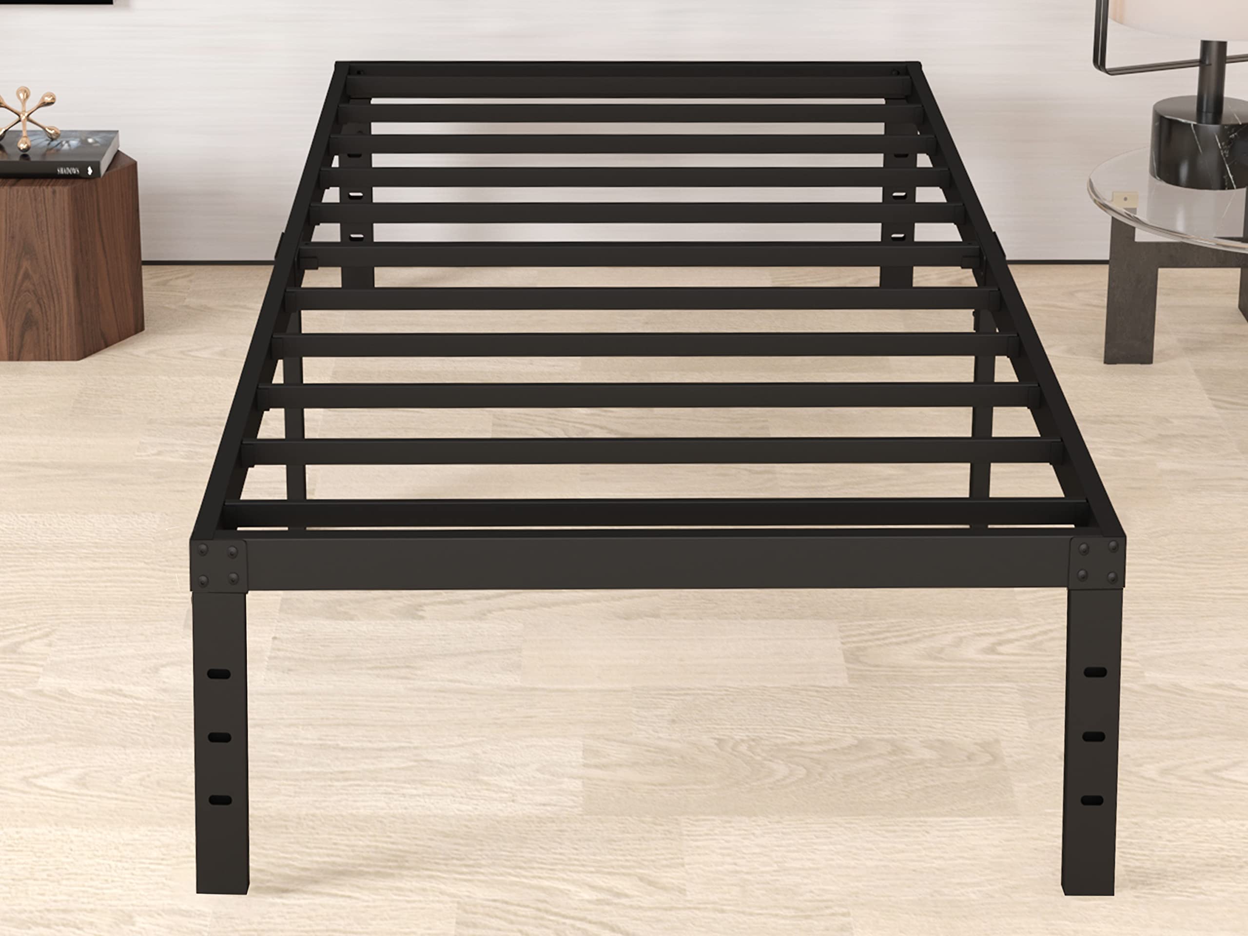 **Goltriever Twin XL Bed Frame - 18 Inch Heavy Duty Metal Platform Bed with 2500Lbs Capacity, Non-Slip Steel Slats & Underbed Storage - No Box Spring Needed - Easy Assembly - Black - Perfect for Dorms, Apartments & Guest Rooms**