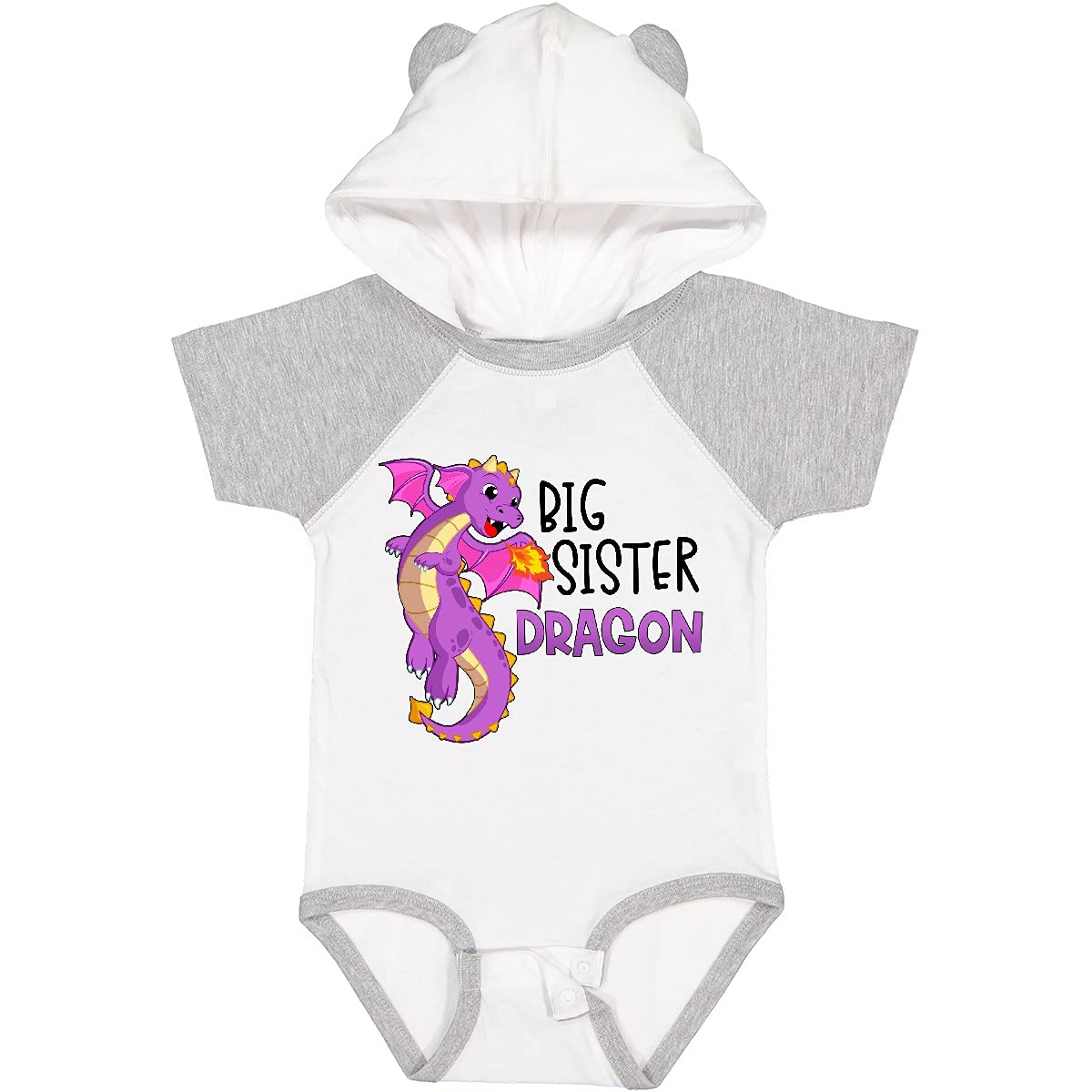 Inktastic Big Sister Cute Purple Dragon Baby Bodysuit - Soft Cotton Onesie for Newborn & Infant - Perfect Sibling Gift & Baby Shower Present