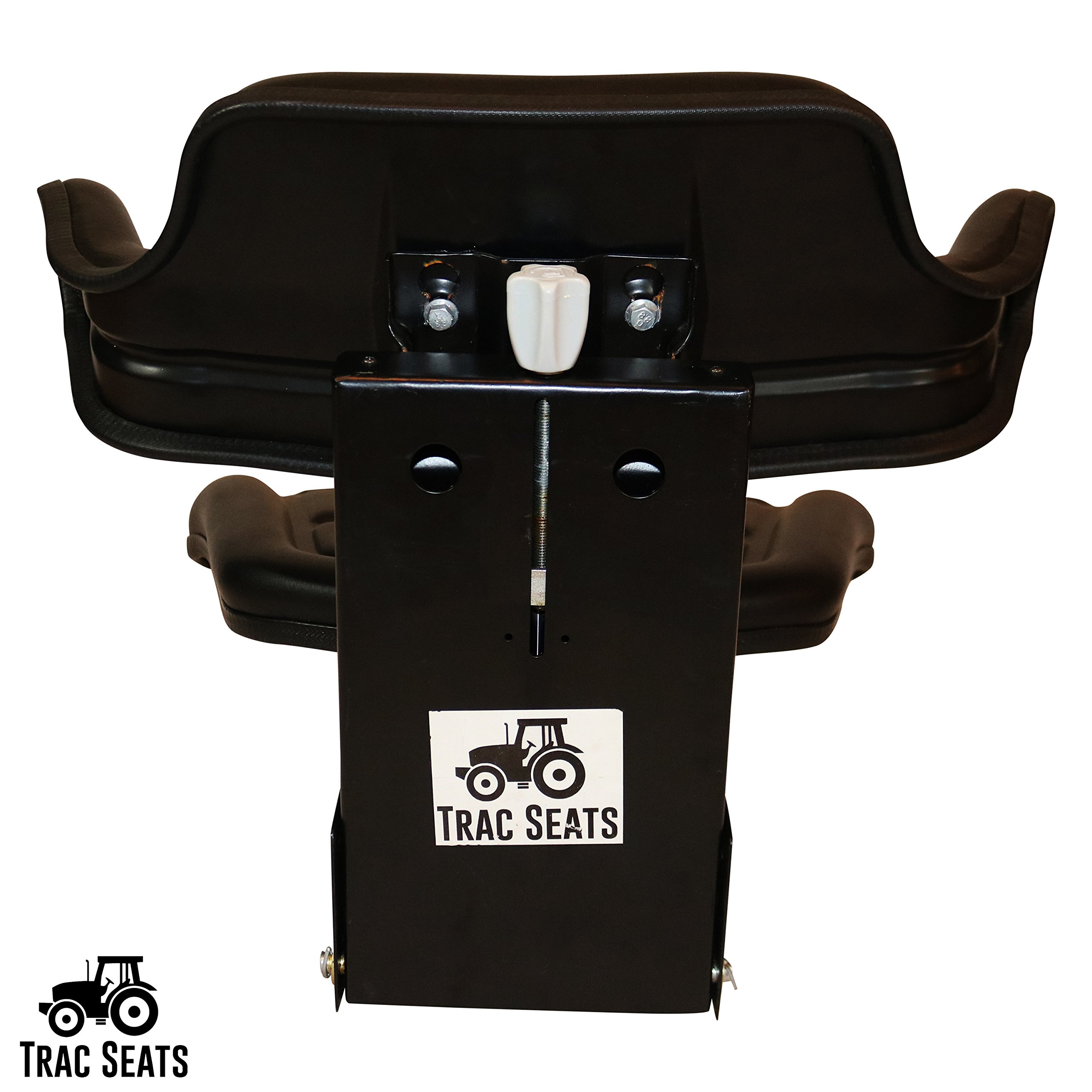 TRAC SEATS Black Universal Suspension Tractor Seat with Tilt & Waffle Style - Fits Massey Ferguson & Other Farm Tractors - Durable Comfort for Long Farming Hours