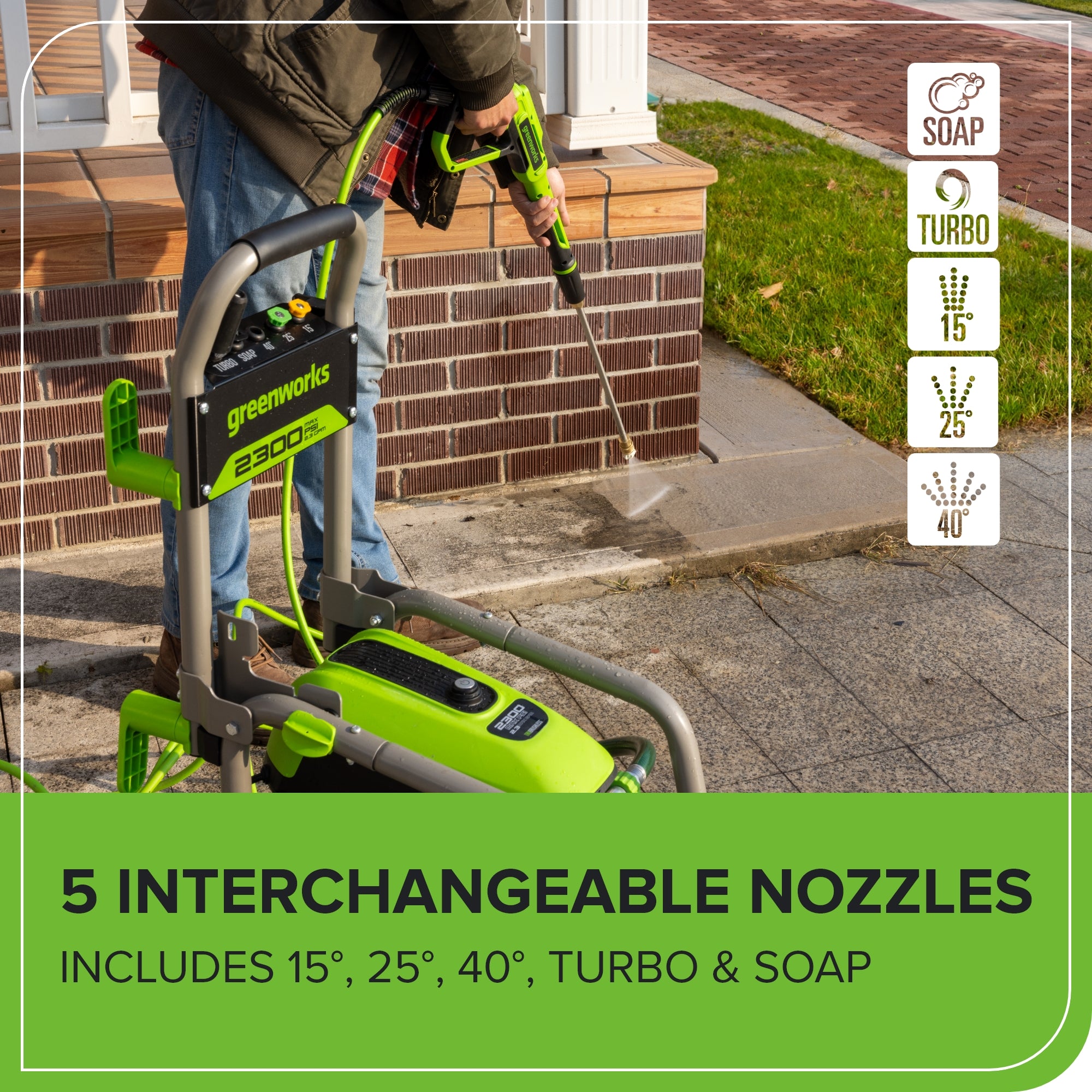 2300 PSI 1.2 GPM Cold Water Electric Pressure Washer (2nd Generation) - Perfect for Home Cleaning, Driveway Washing, and Outdoor Surface Maintenance