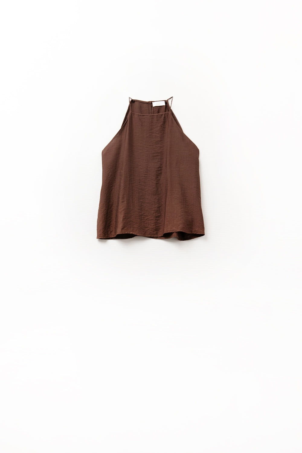 Basic Summer Tank Top with High Neck in Chocolate Brown - Perfect for Casual Outfits, Beach Wear & Layering