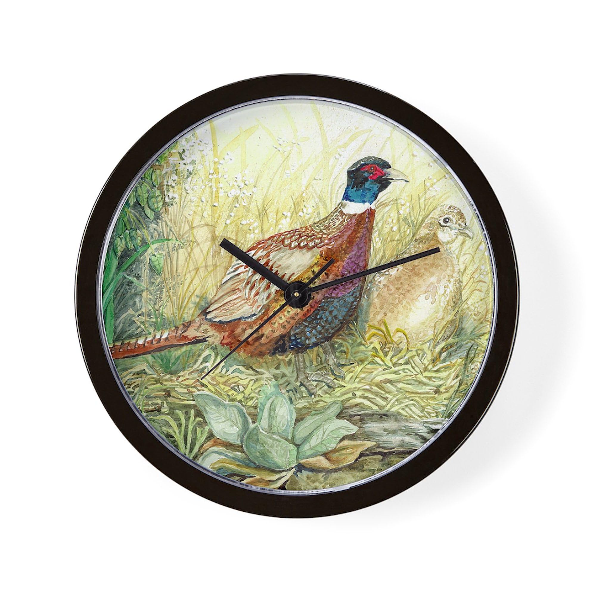 Pheasant 10-Inch Wall Clock - Decorative Home & Office Clock for Living Room, Kitchen, Bedroom - Perfect for Farmhouse, Rustic, or Nature-Themed Decor