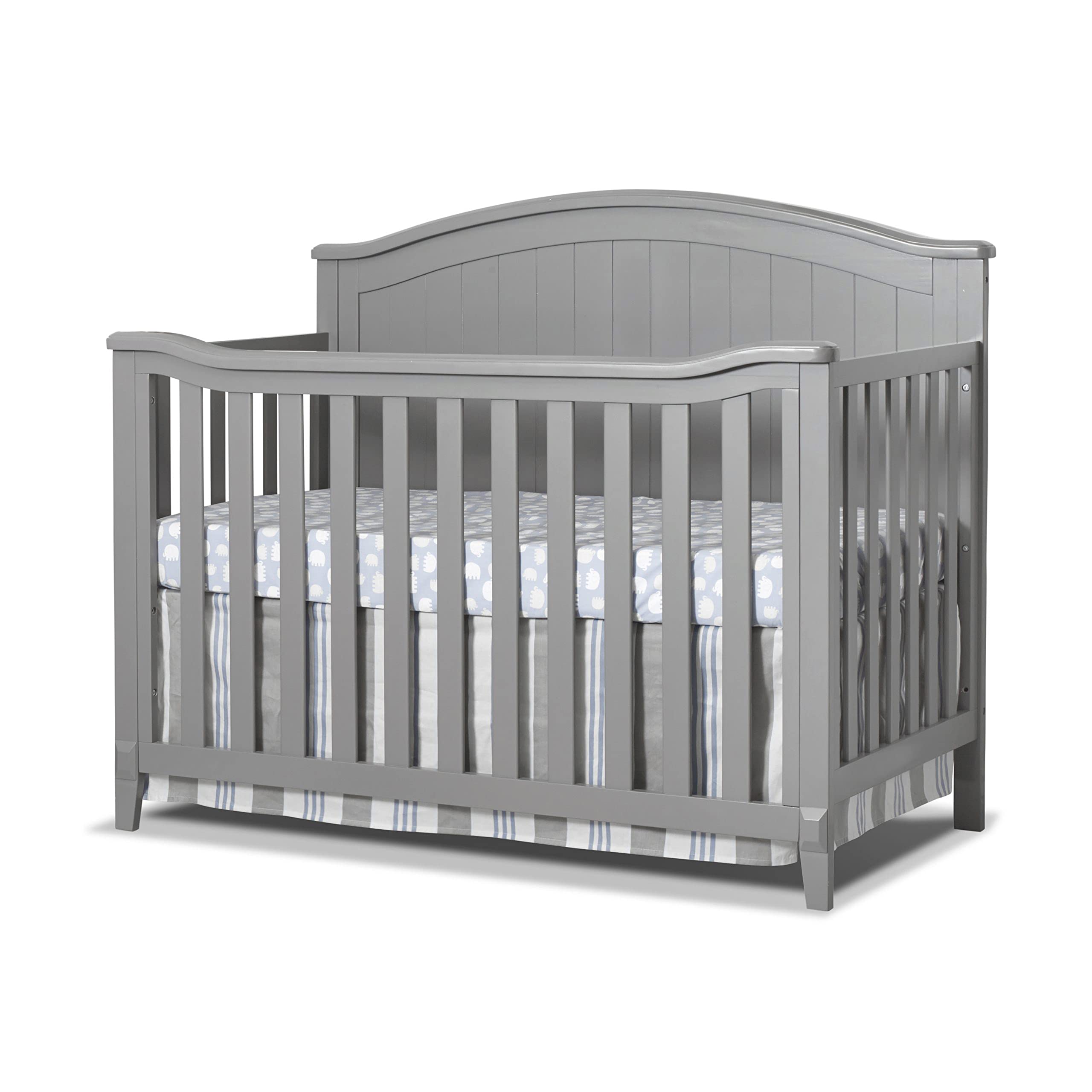 Sorelle Fairview 4-in-1 Convertible Wooden Crib - Non-Toxic Finish Baby Bed to Toddler Bed & Full Size Bed | Gray Nursery Furniture for Newborns, Infants & Kids Bedroom