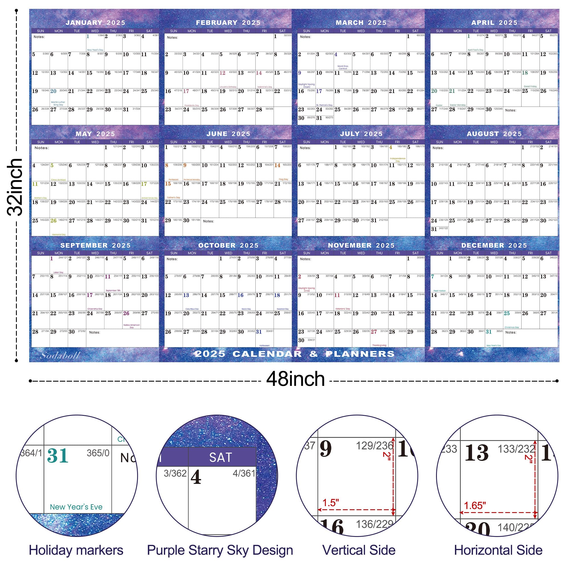 2025 Dry Erase Wall Calendar 32