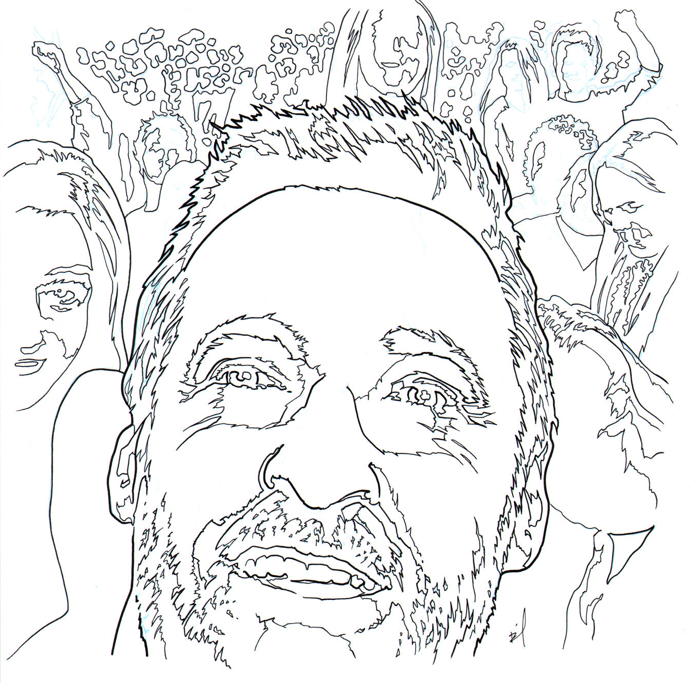 Wolverine Hugh Jackman at Beyonce Concert Ink Drawing - Handmade Artwork for Home Decor, Gifts & Fan Collections