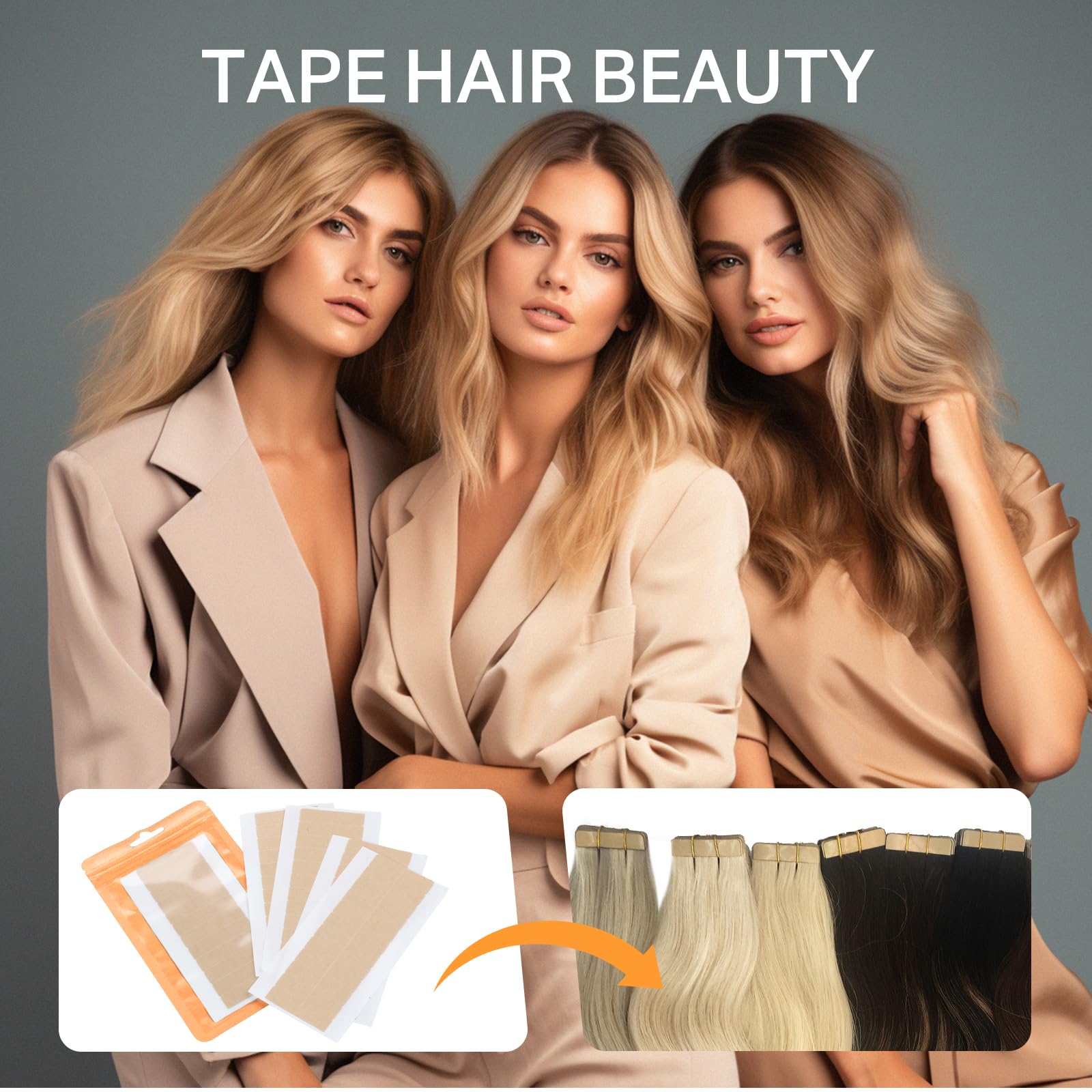 DOORES Hair Extension Tape Tabs - 72pcs Double Sided Invisible Adhesive Strips for Seamless Hair Extensions | No Residue, Transparent, 4 x 0.8 cm (1.57 x 0.31 inch) | Perfect for Daily Wear, Special Occasions & Salon Use