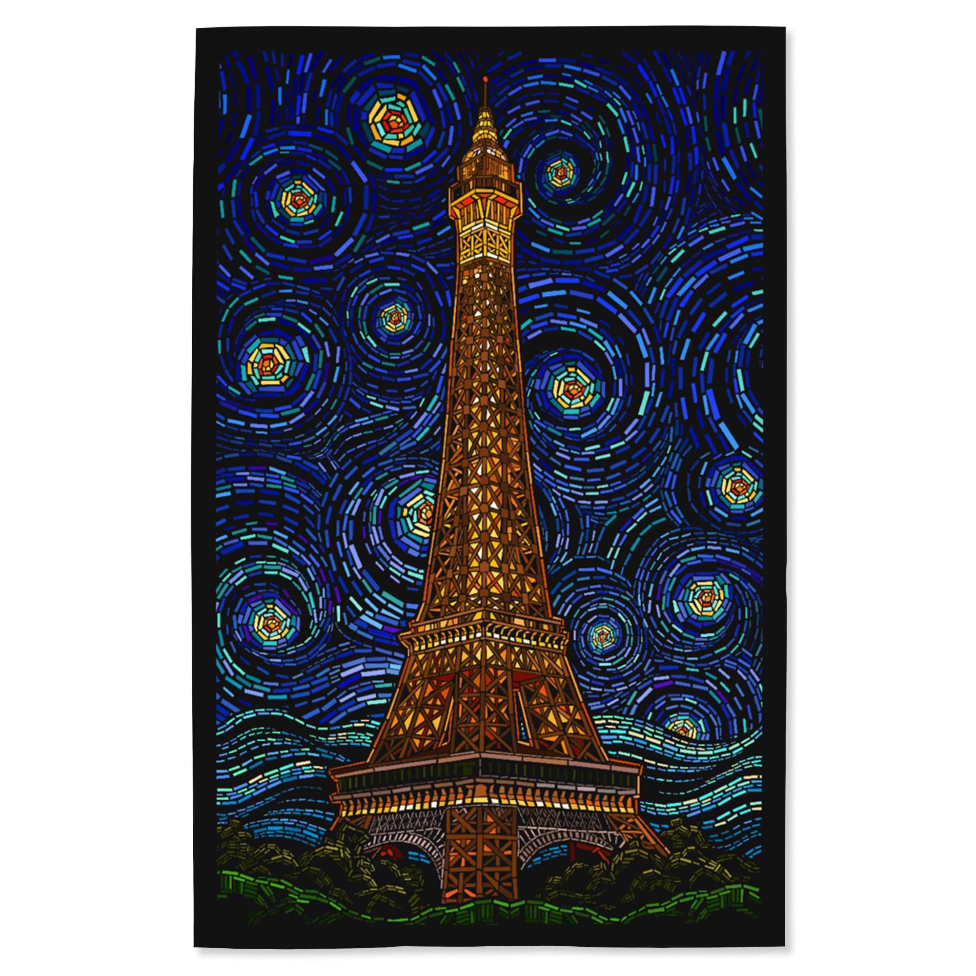 Lantern Press 16x24 Inch Giclee Art Print - Paris France Eiffel Tower Mosaic Wall Decor | Perfect for Living Room, Bedroom & Office Decoration