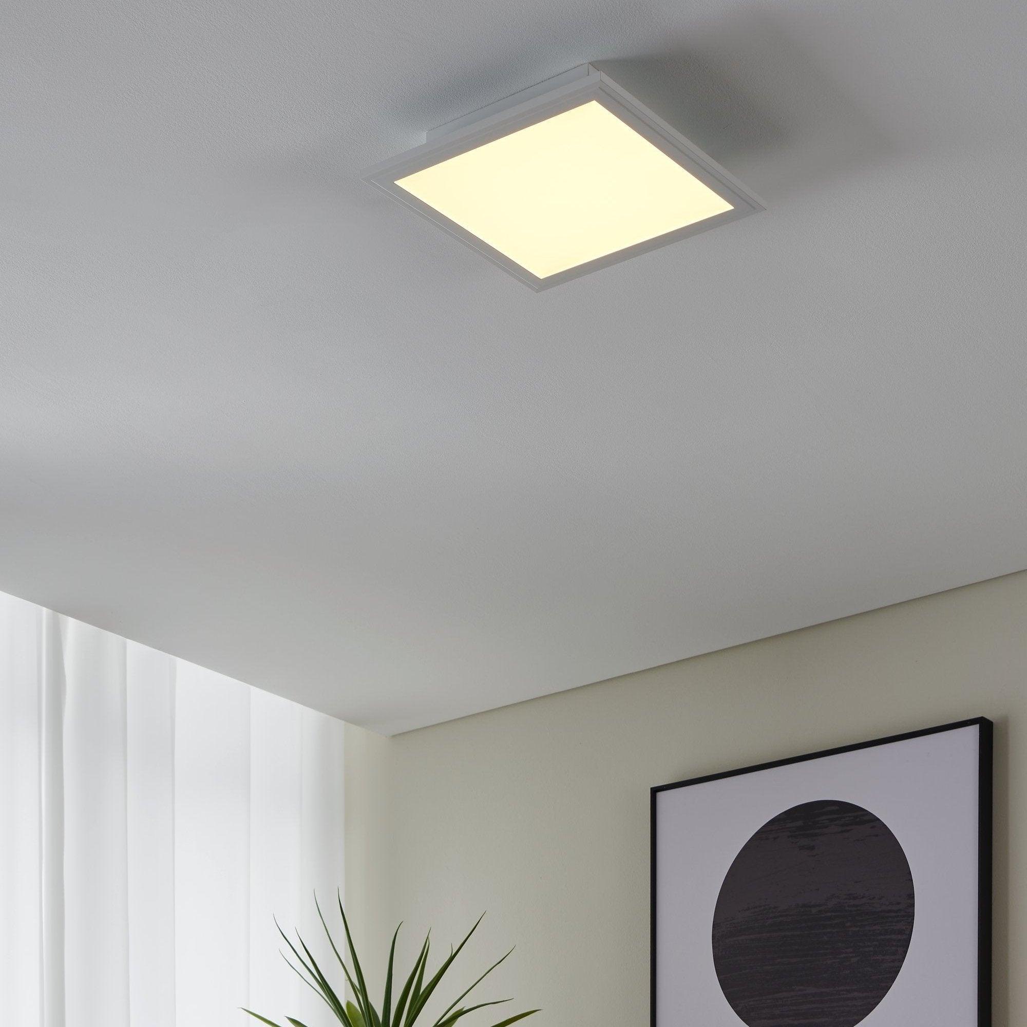 Eglo Connect Salobrena Z Smart White Square LED Ceiling Flush Mount Light 30cm - Modern Smart Lighting for Living Room, Bedroom & Kitchen