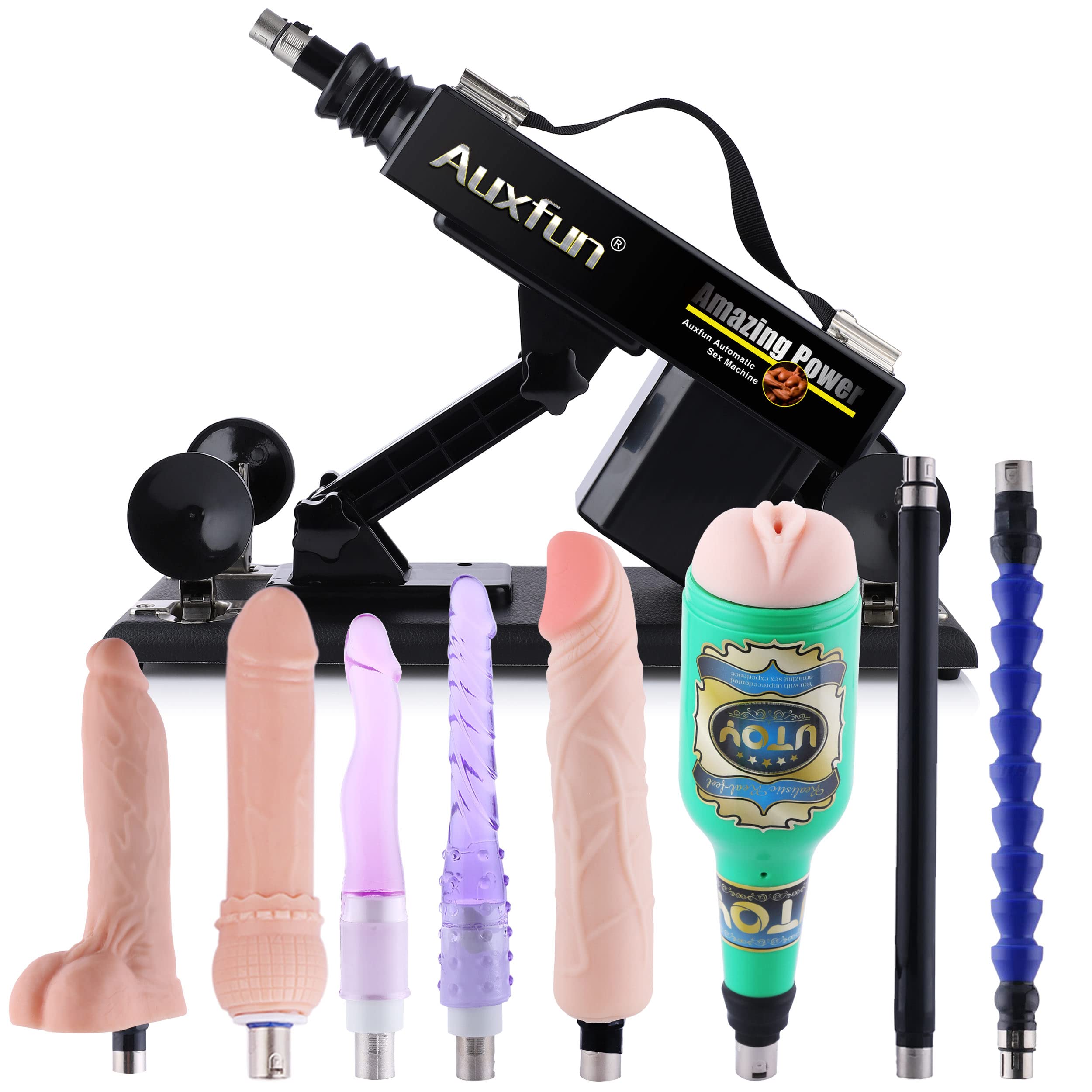 Realistic Dildo Sex Machine for Women & Men - Thrusting Fuck Machine with 3 XLR Connector & 8 Adult Toy Accessories - Perfect for Solo Play, Couples & BDSM Scenes