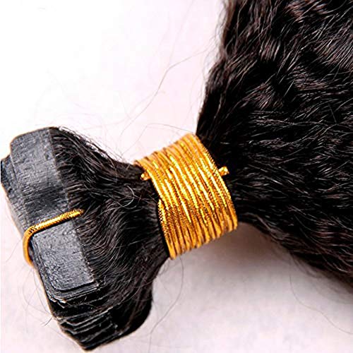 40 Pieces Brazilian Human Hair Tape In Extensions - 22 Inch Loose Curly Skin Weft Adhesive Invisible Tape for Black Women (Natural Color) - Perfect for Daily Styling, Parties & Special Occasions
